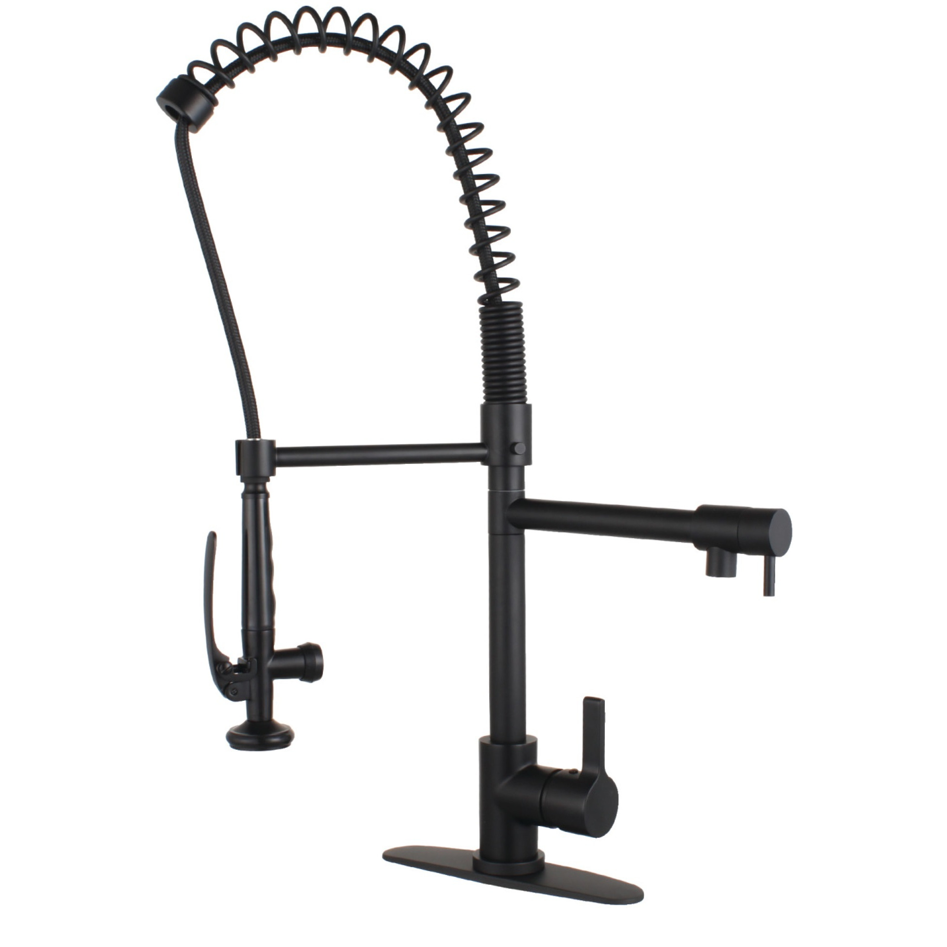 Gourmetier LS8500CTL Continental Single-Handle Pre-Rinse Kitchen Faucet, Matte Black