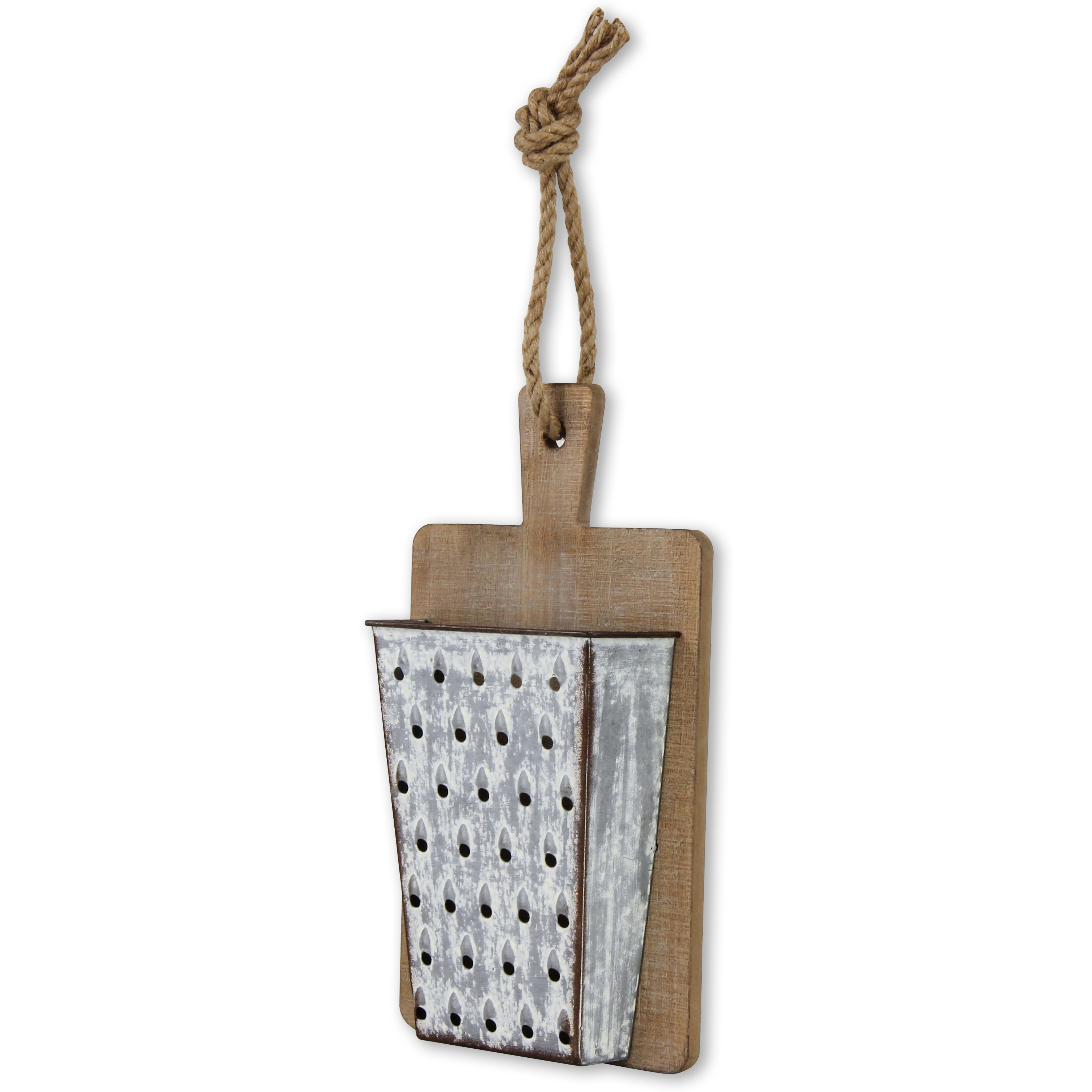 Melio Wood & Galvanized Cheese Grater Wall Decor