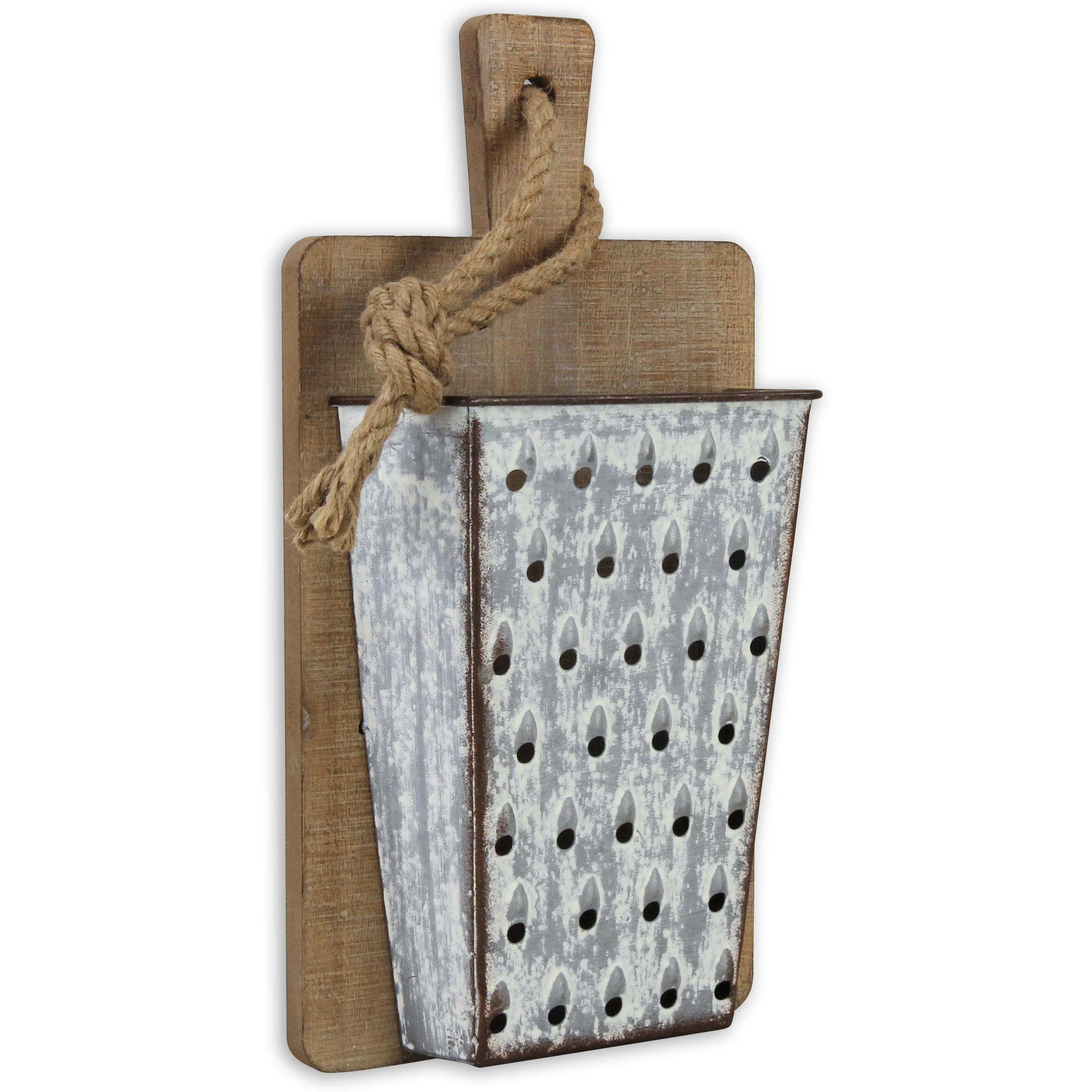 Melio Wood & Galvanized Cheese Grater Wall Decor