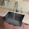 ALFI brand ABCO3320SB Concrete Color 33 inch Reversible Single Fireclay Farmhouse Kitchen Sink