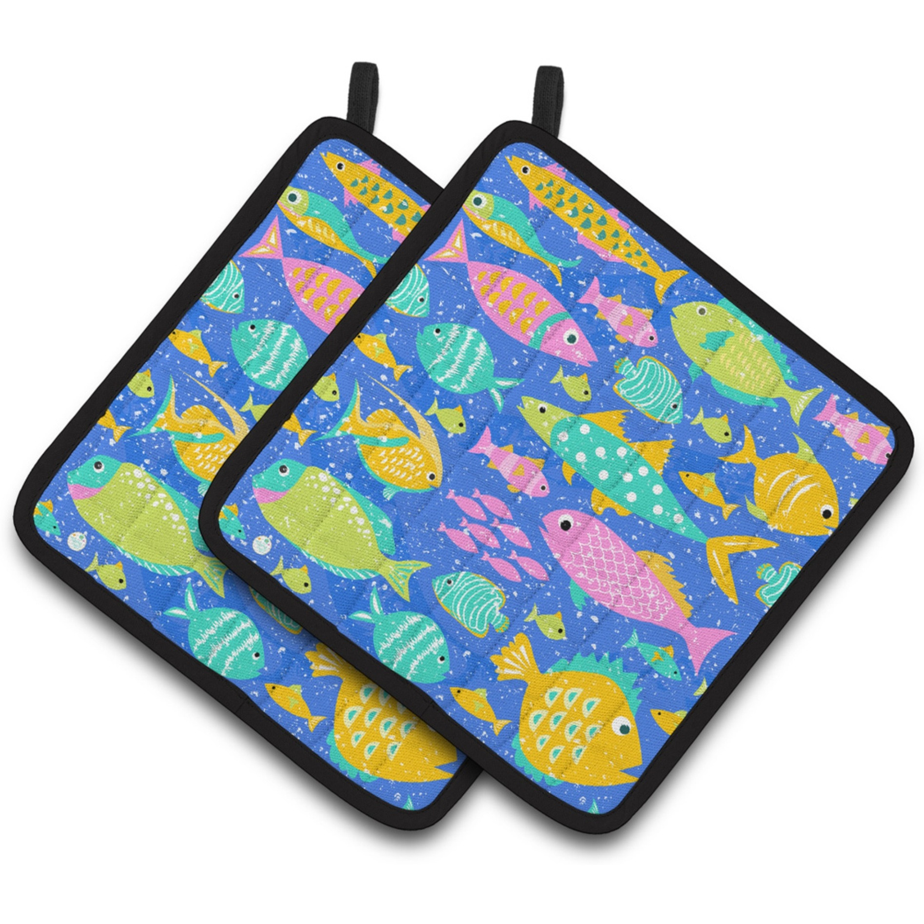 &quotCaroline's Treasures Little Colorful Fishes Pair of Pot Holders, Multicolor"