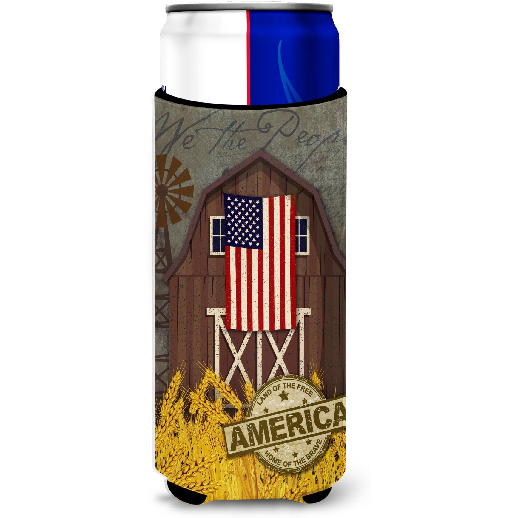 &quotCaroline's Treasures Patriotic Barn Land of America Michelob Ultra Hugger for slim cans cold-beverage-koozies, MUK, Multicolor"