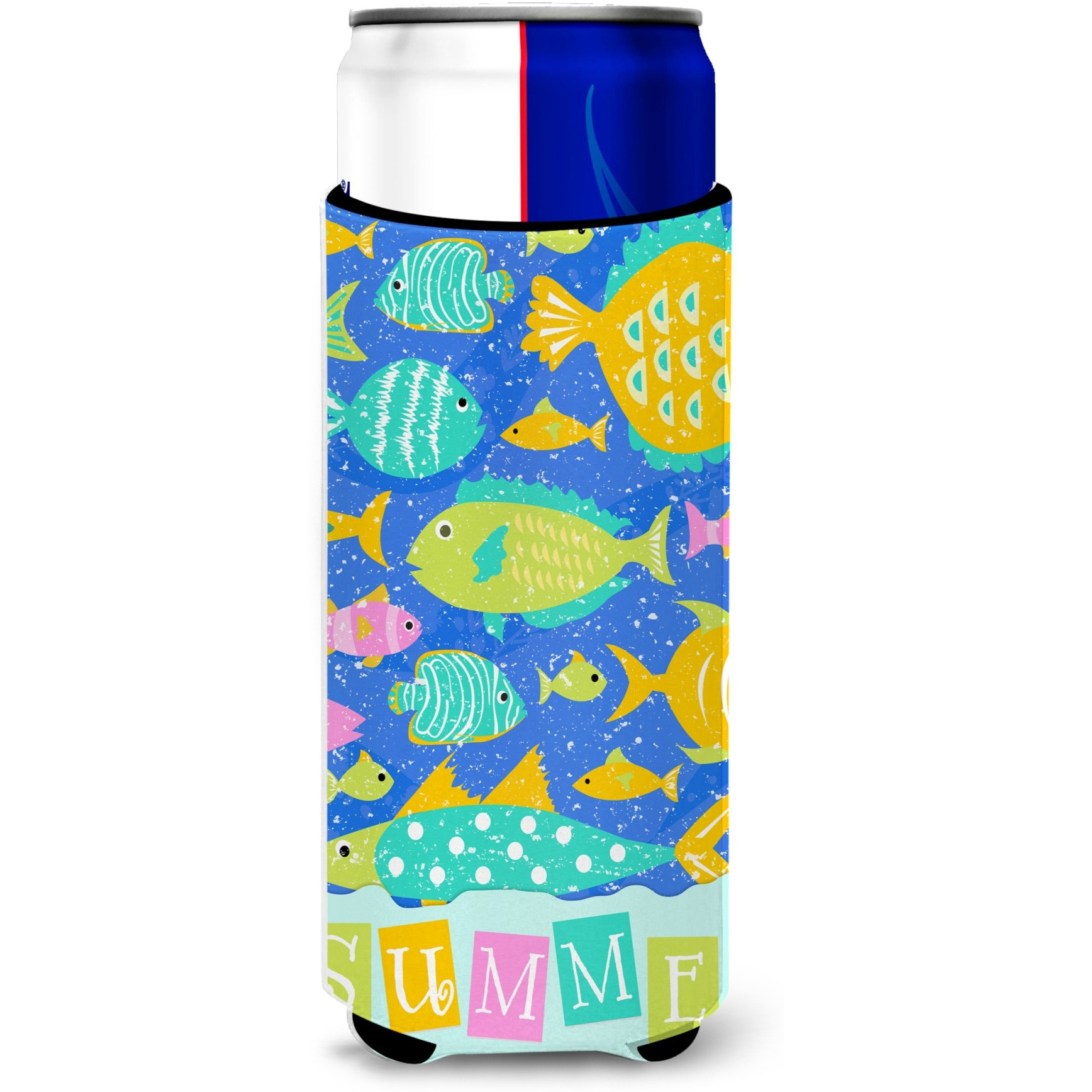 &quotCaroline's Treasures Little Colorful Fishes Michelob Ultra Hugger for slim cans cold-beverage-koozies, MUK, Multicolor"