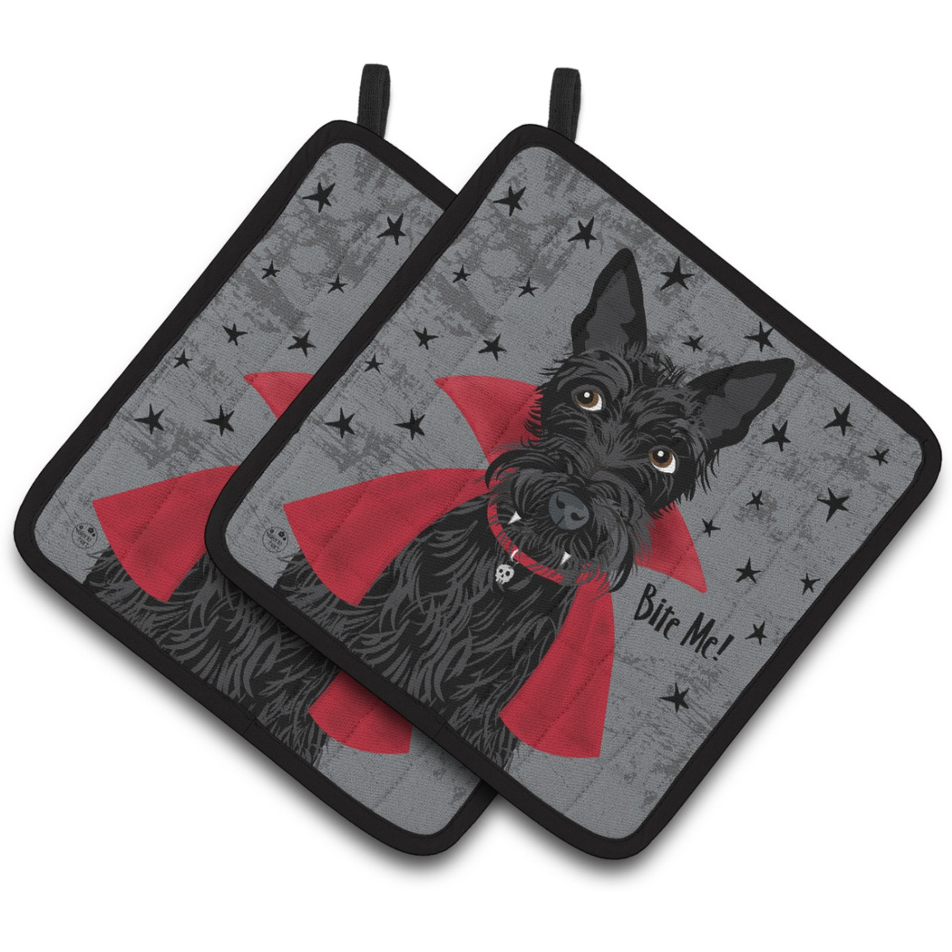 &quotCaroline's Treasures Halloween Vampire Scottie Pair of Pot Holders, Multicolor"