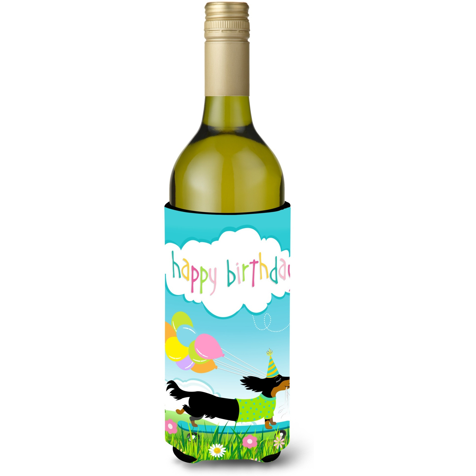 &quotCaroline's Treasures Happy Birthday Dachshund Wine Bottle Insulator Hugger cold-beverage-koozies, LITERK, Multicolor"