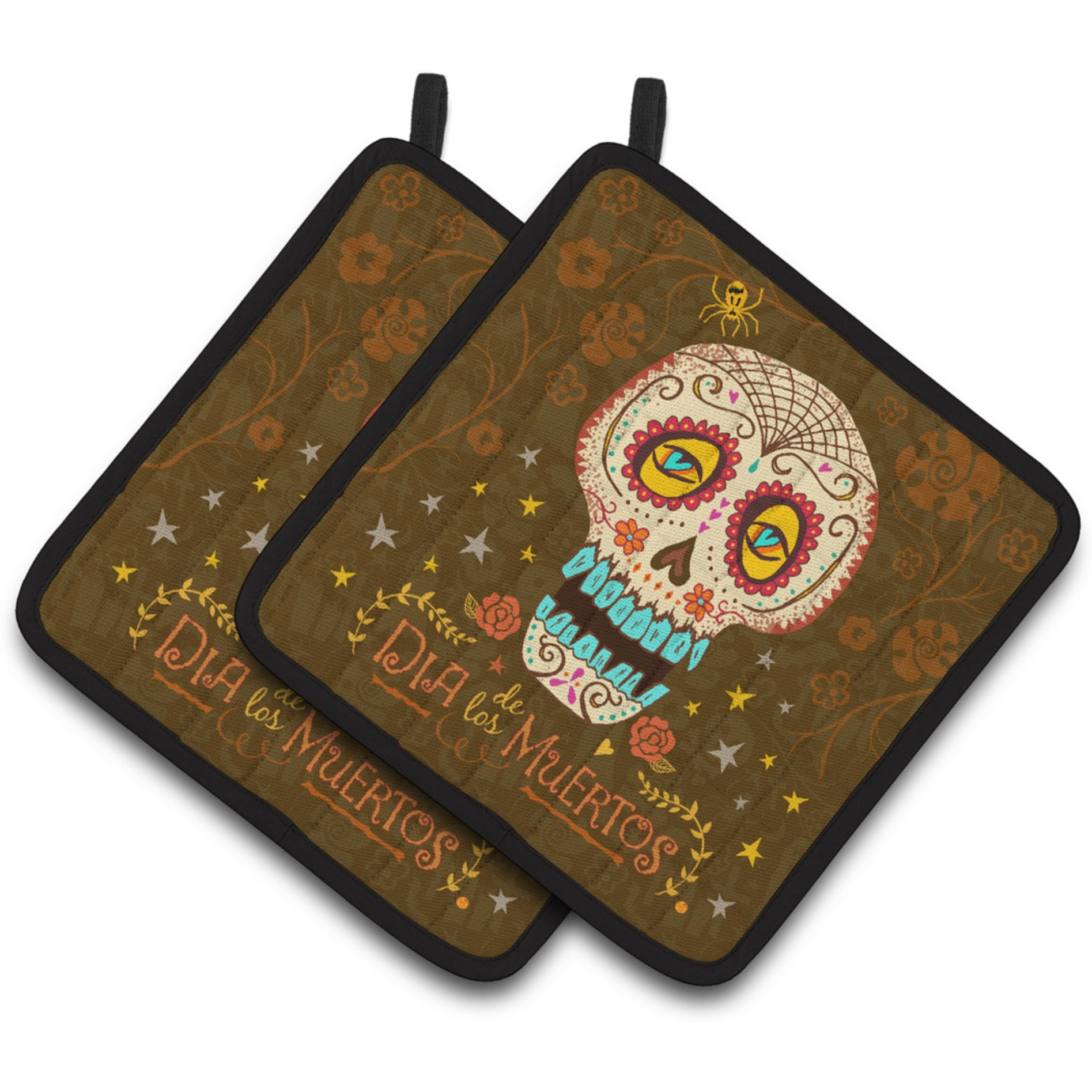 &quotCaroline's Treasures Day of the Dead Pair of Pot Holders, Multicolor"