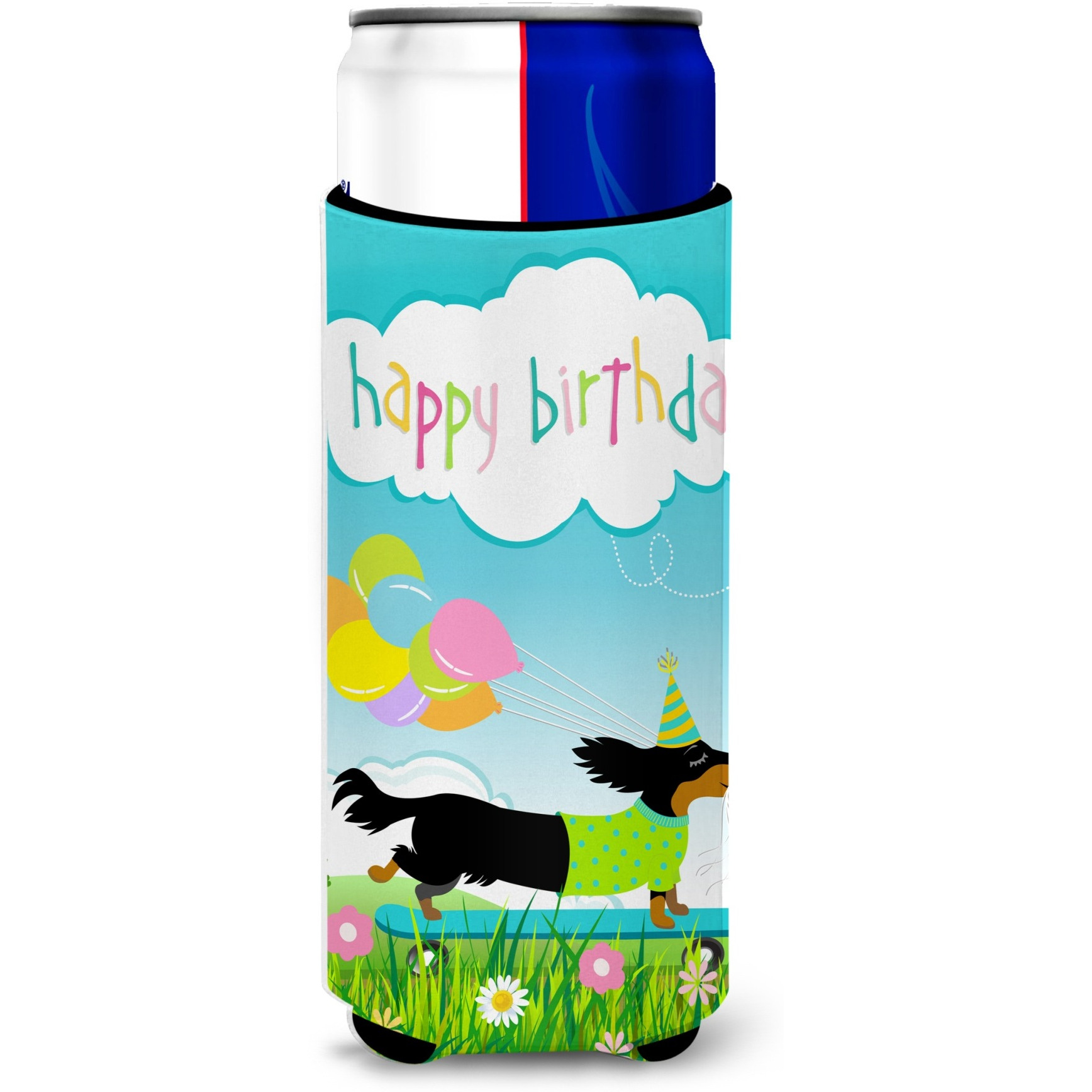 &quotCaroline's Treasures Happy Birthday Dachshund Michelob Ultra Hugger for slim cans cold-beverage-koozies, MUK, Multicolor"