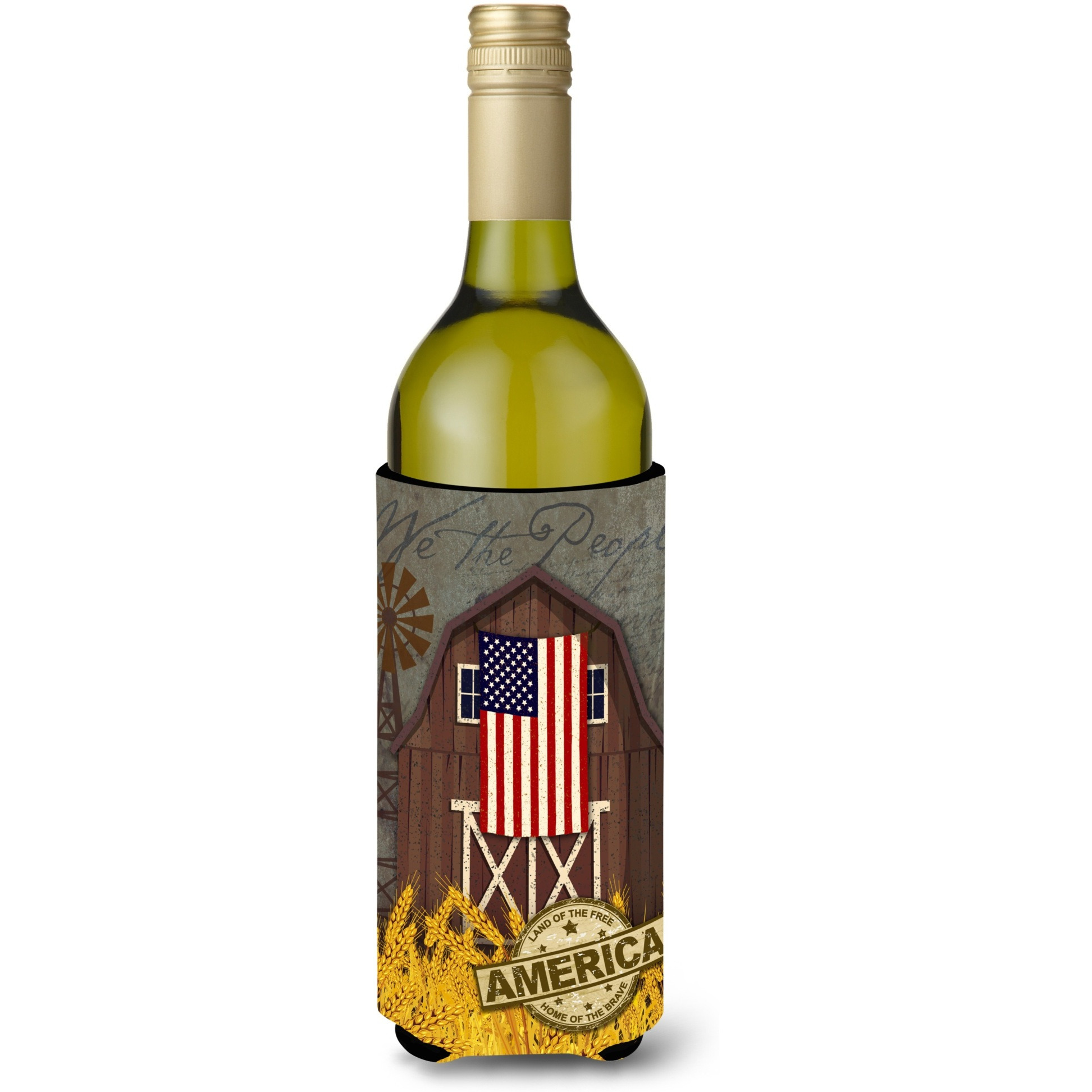 &quotCaroline's Treasures Patriotic Barn Land of America Wine Bottle Insulator Hugger cold-beverage-koozies, LITERK, Multicolor"