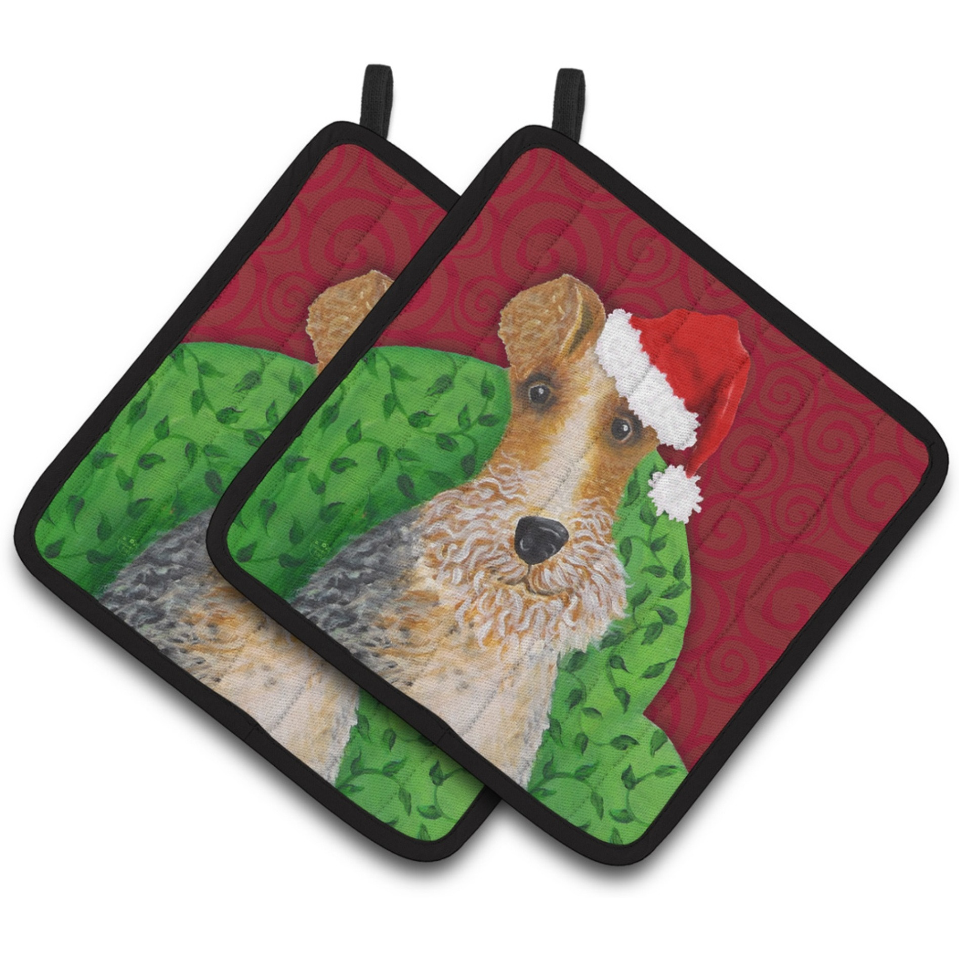 &quotCaroline's Treasures Wire Fox Terrier Christmas Pair of Pot Holders, Multicolor"