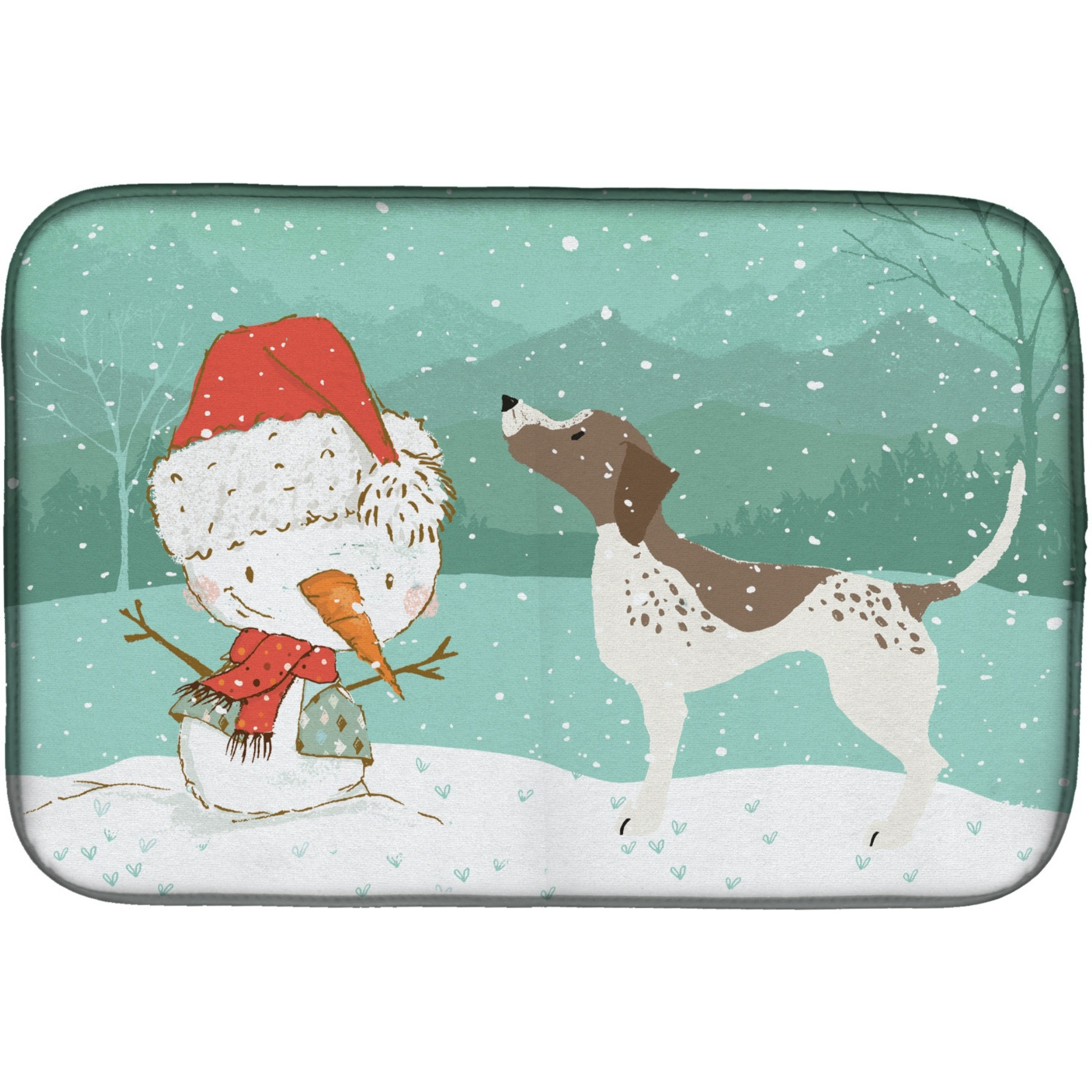 &quotCaroline's Treasures German Shorthair Snowman Christmas Dish Drying Mat, 14 x 21, Multicolor"
