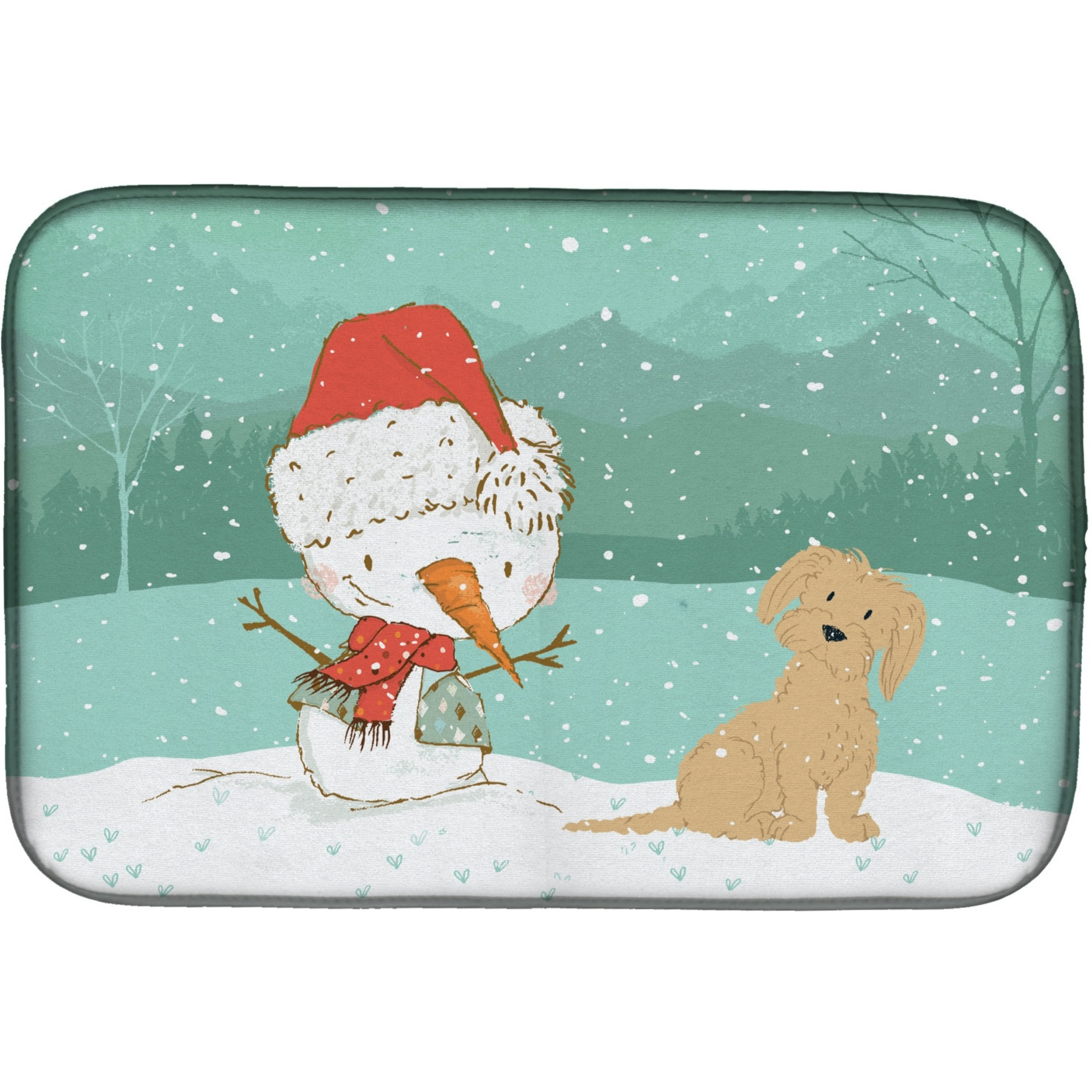 &quotCaroline's Treasures Brown Maltese Snowman Christmas Dish Drying Mat, 14 x 21, Multicolor"