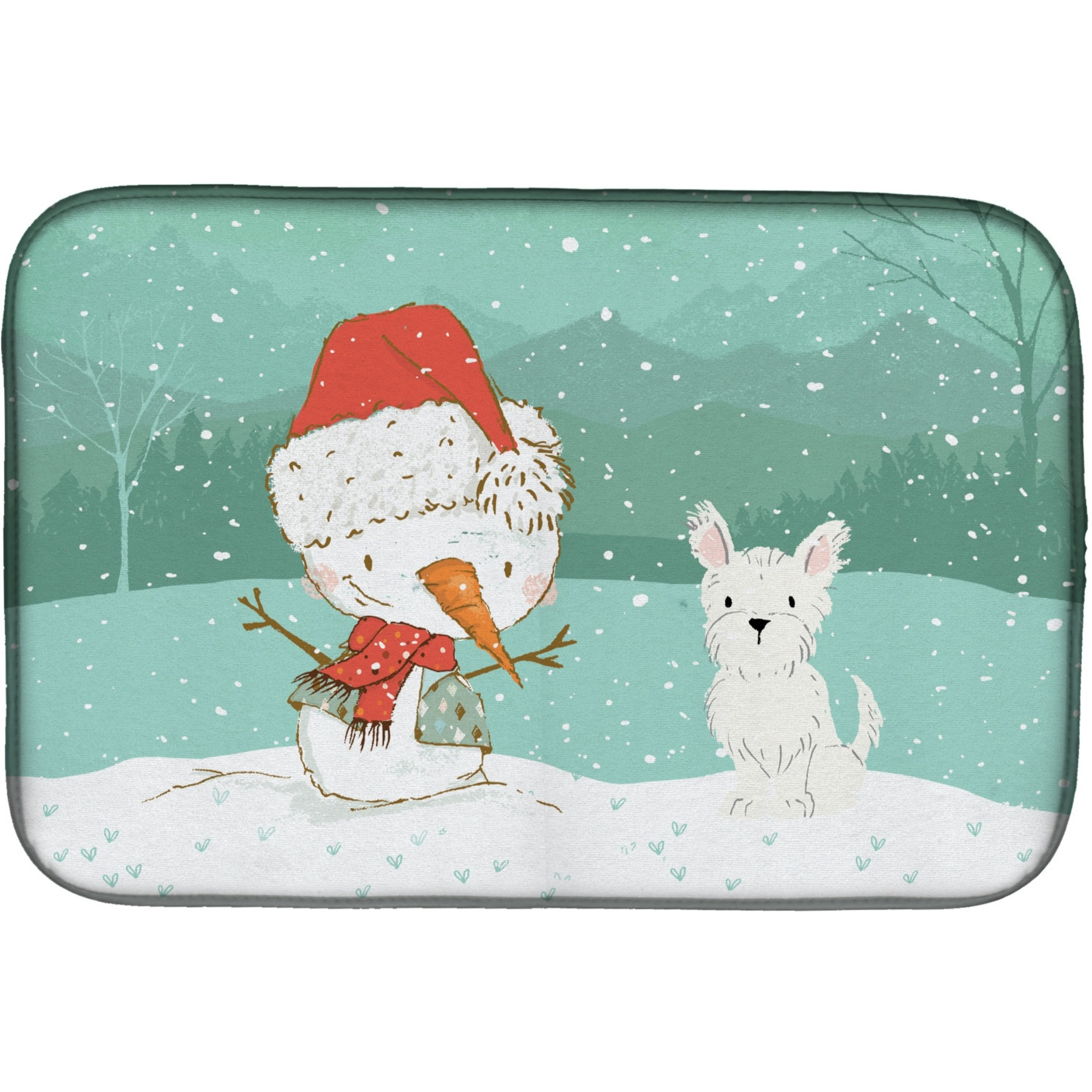 &quotCaroline's Treasures Westie Terrier Snowman Christmas Dish Drying Mat, 14 x 21"