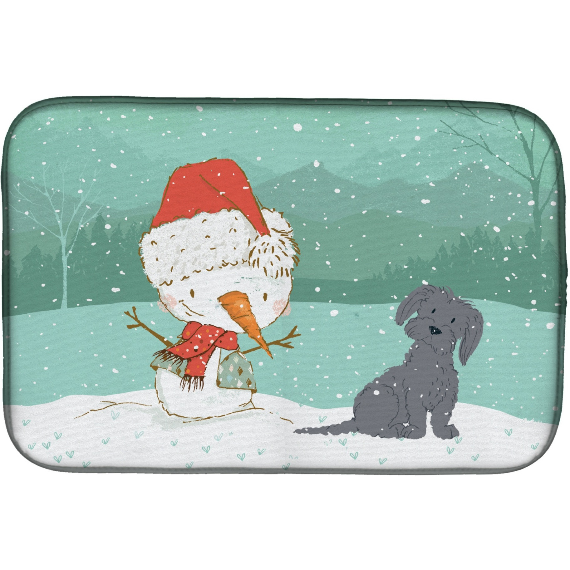 &quotCaroline's Treasures Black Maltese Snowman Christmas Dish Drying Mat, 14 x 21, Multicolor"