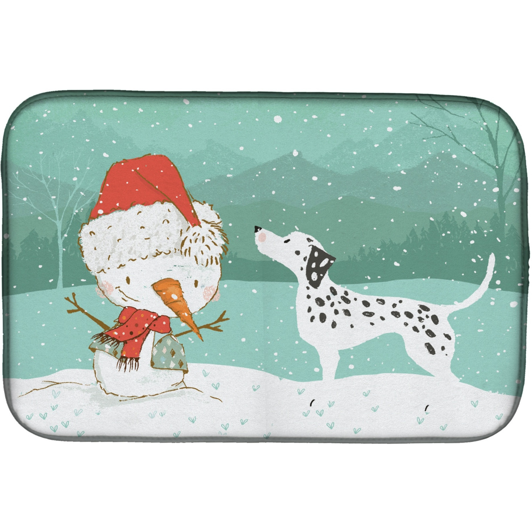 &quotCaroline's Treasures Dalmatian and Snowman Christmas Dish Drying Mat, 14 x 21, Multicolor"