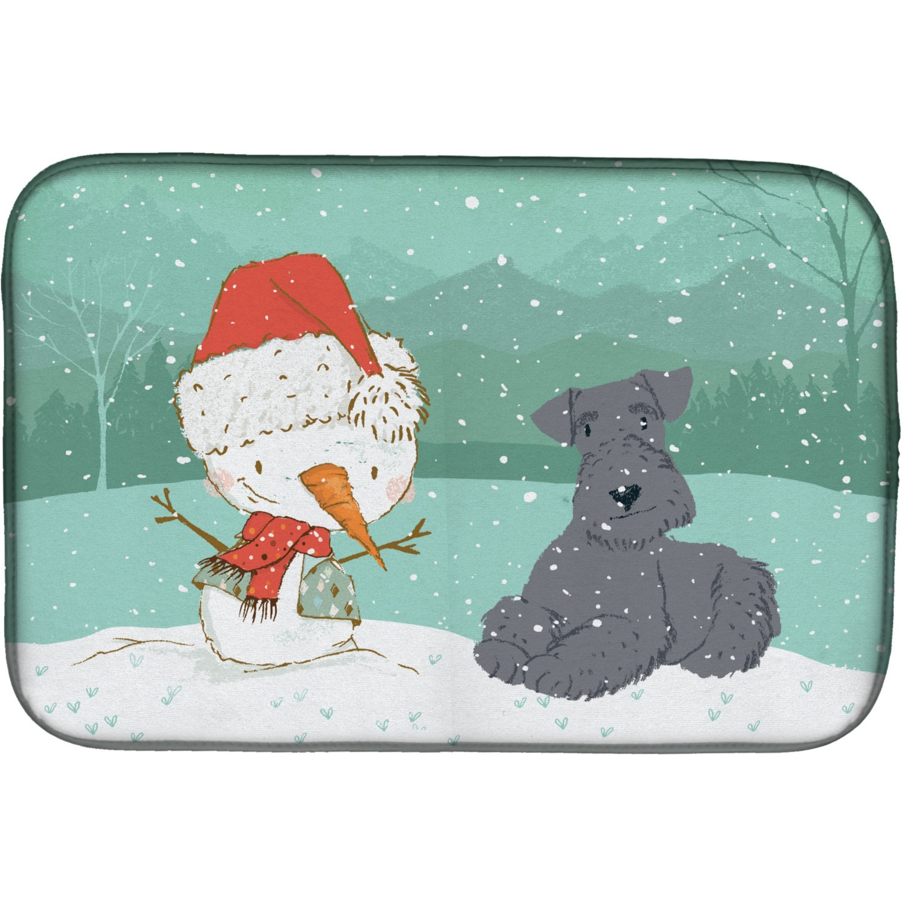 &quotCaroline's Treasures Lakeland Terrier Snowman Christmas Dish Drying Mat, 14 x 21, Multicolor"