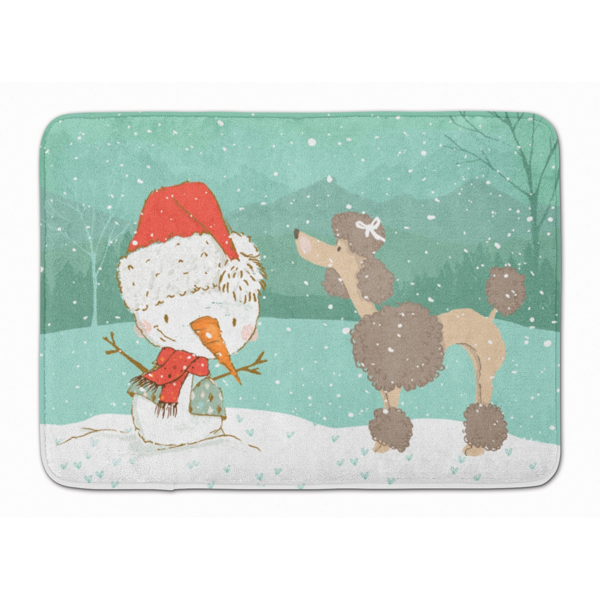 &quotCaroline's Treasures Chocolate Poodle Snowman Christmas Machine Washable Memory Foam Mat, Multicolor"