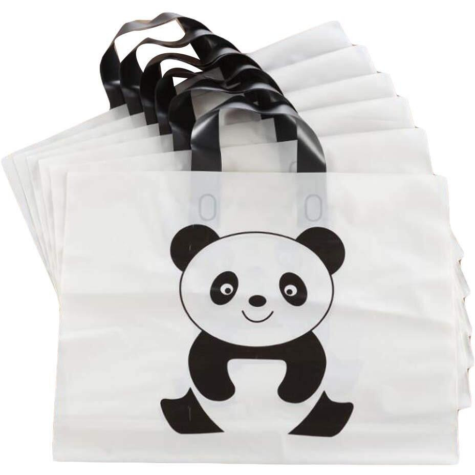 Panda - 50 Pieces Plastic Boutique Shopping Bags Merchandise Tote Bags Gift Bags