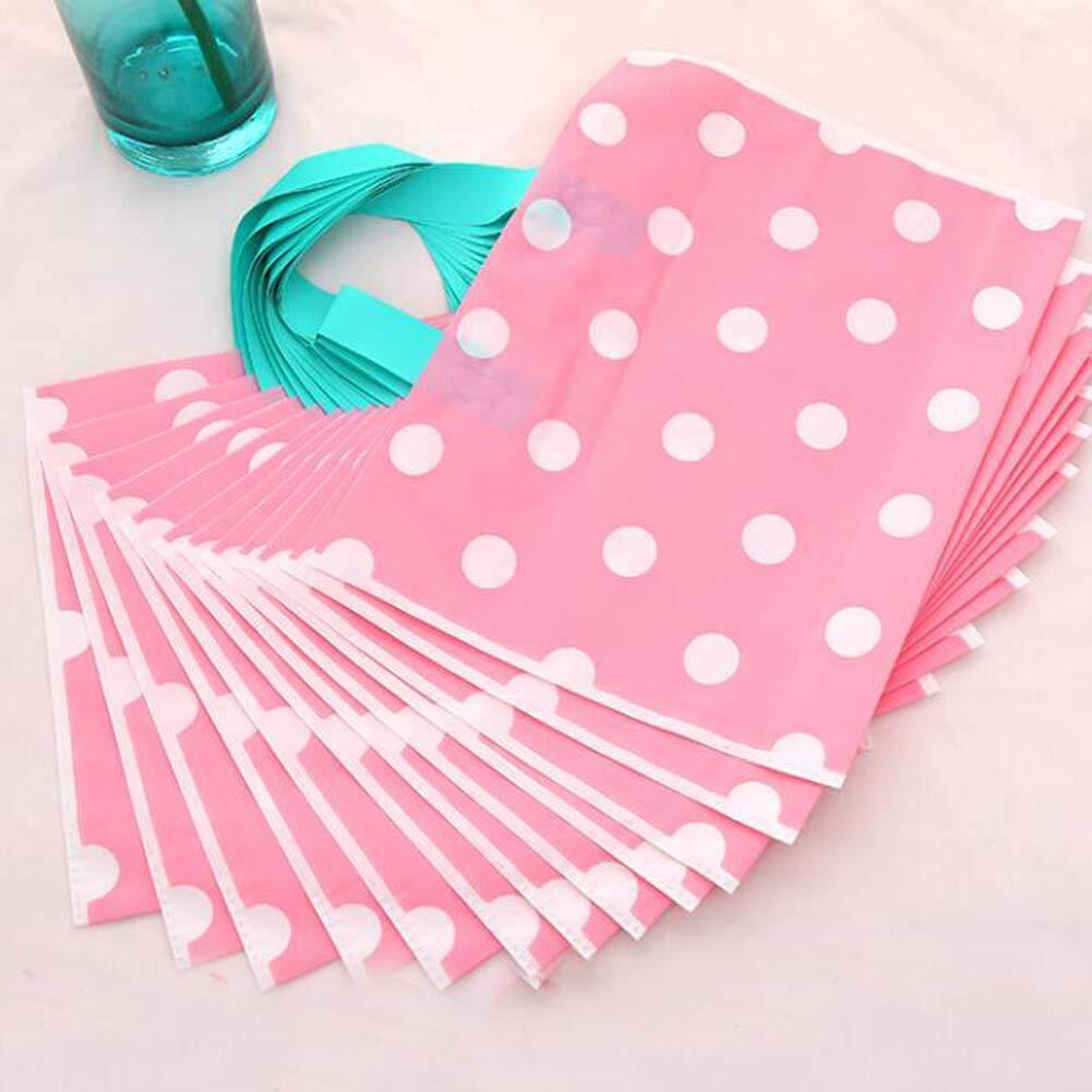 Pink Polka Dot - 48 Pieces Plastic Shopping Bags Boutique Bags Retail Tote Bag