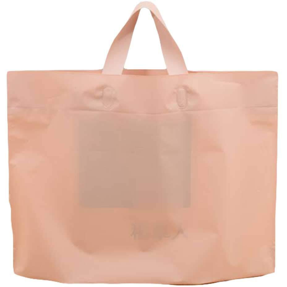 Apricot - 50 Pieces Plastic Shopping Bags Gift Bag Clear Boutique Bags Carry bag