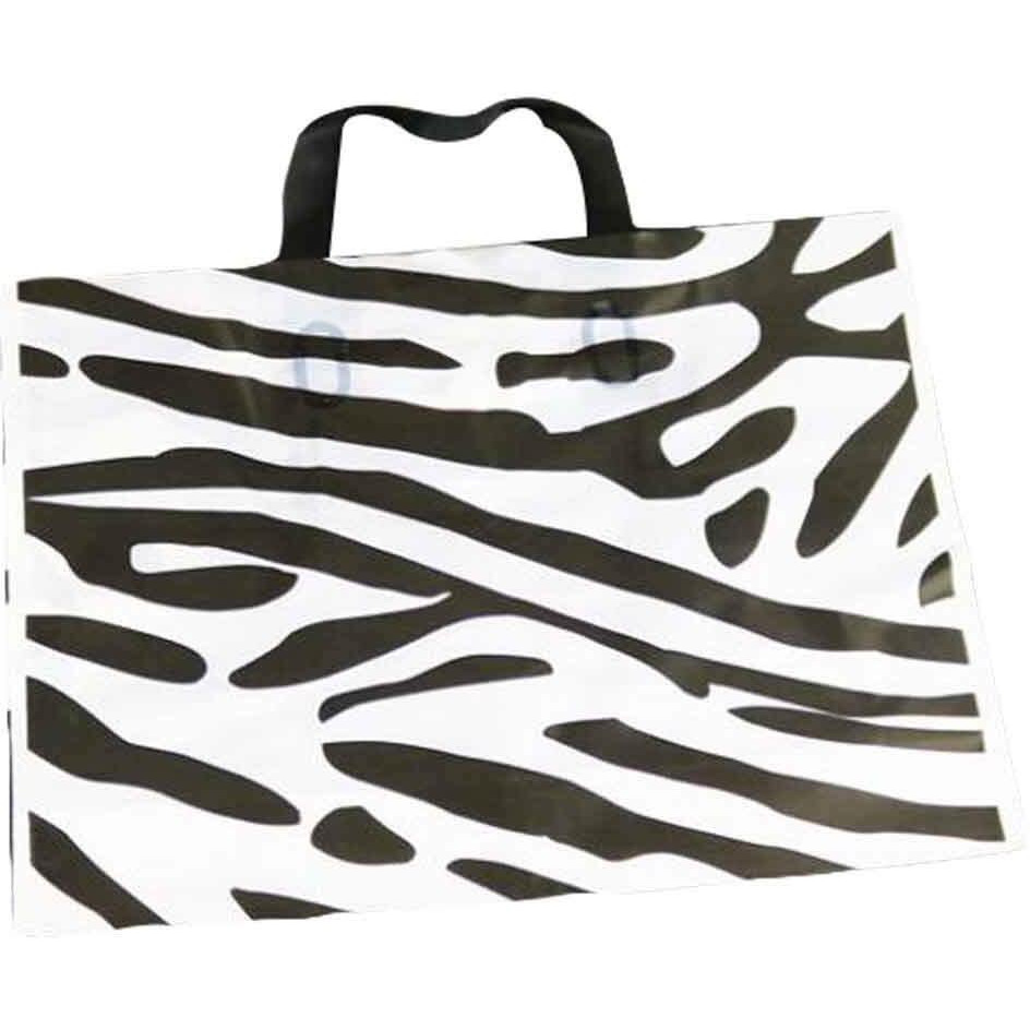 Zebra Pattern - 50 Pcs Plastic Boutique Bags Retail Store Shopping Bags Gift Bag