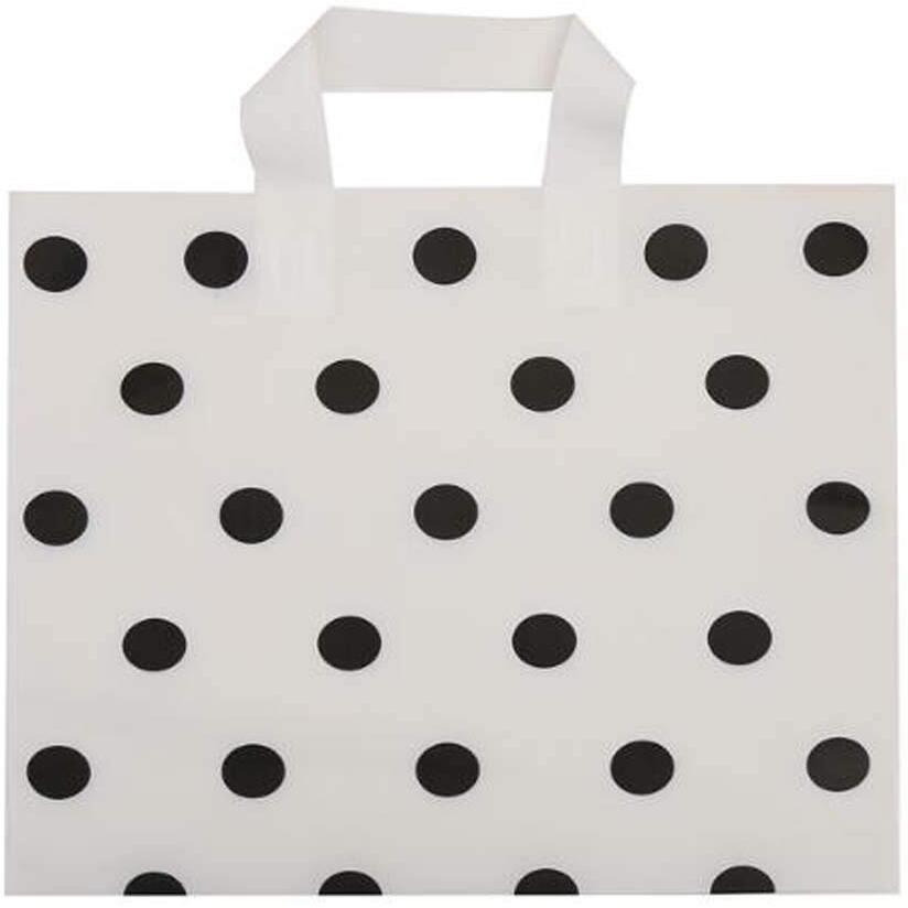 White Polka Dot - 48 Pieces Plastic Shopping Bags Boutique Bags Retail Tote Bag