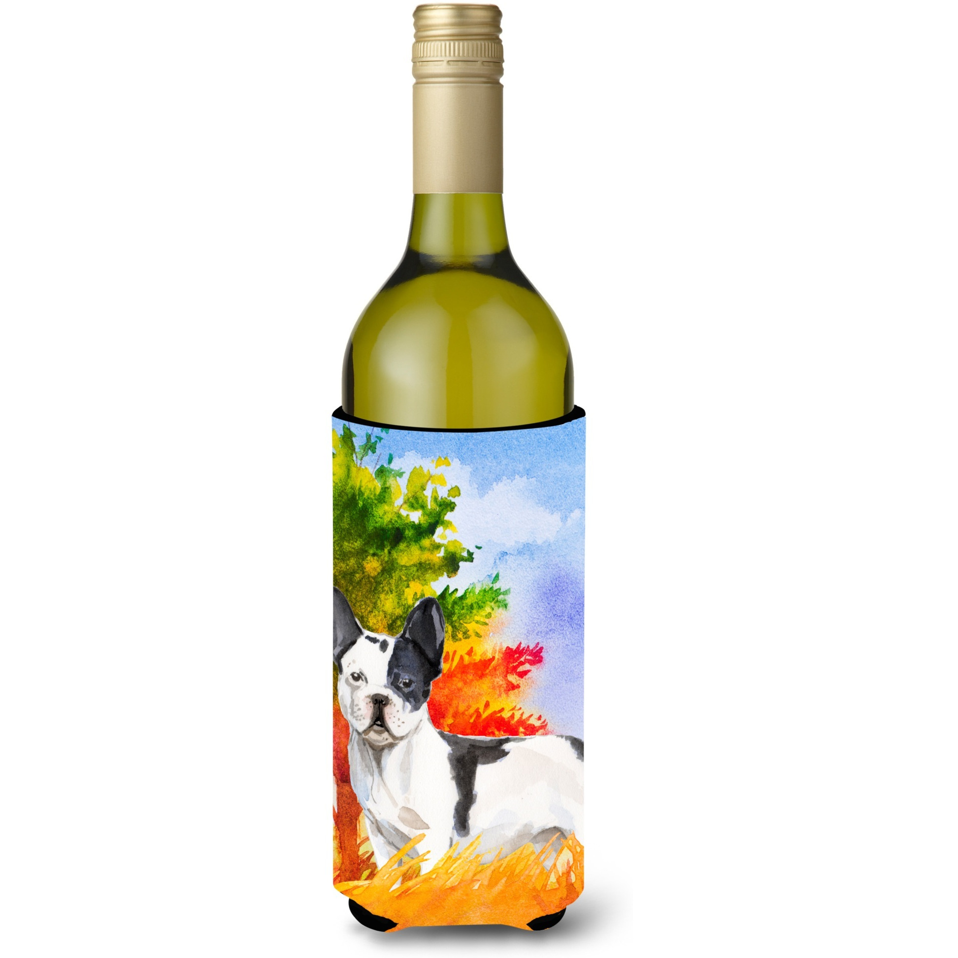 &quotCaroline's Treasures CK1956LITERK Fall French Bulldog Wine Bottle Hugger cold-beverage-koozies, 750 ml, Multicolor"