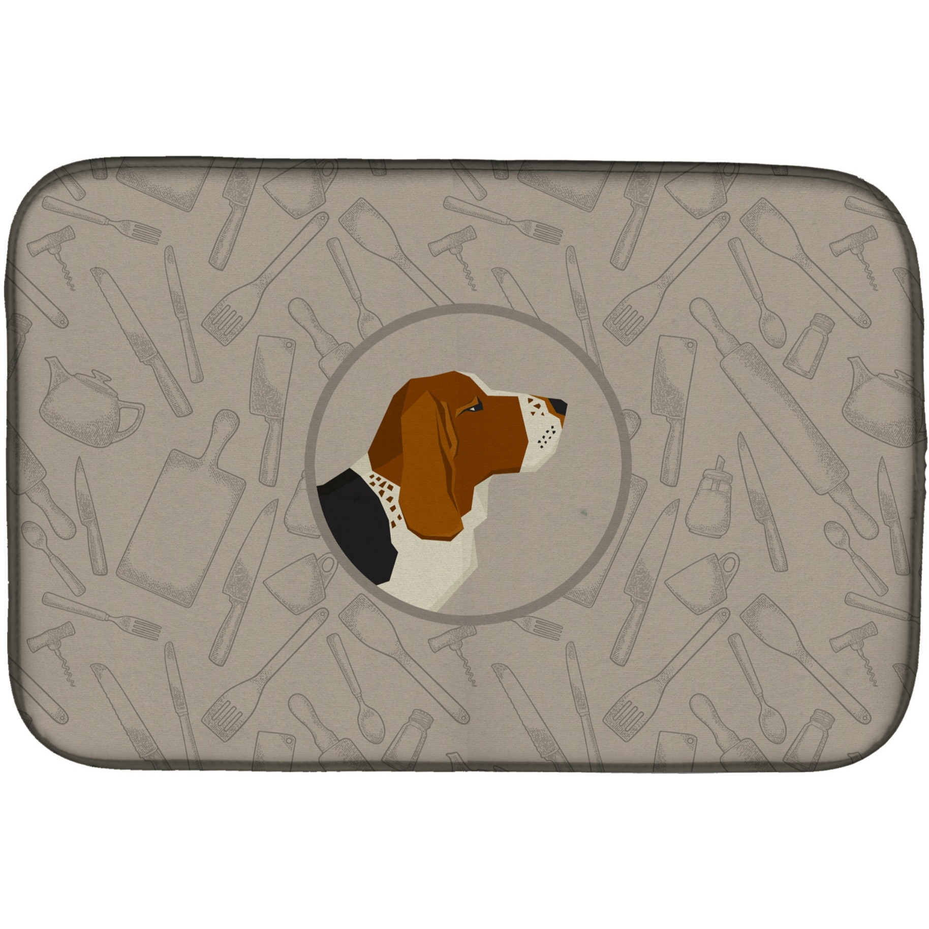 &quotCaroline's Treasures CK2165DDM Basset Hound in The Kitchen dish-drying-mats, 14x21, Multicolor"