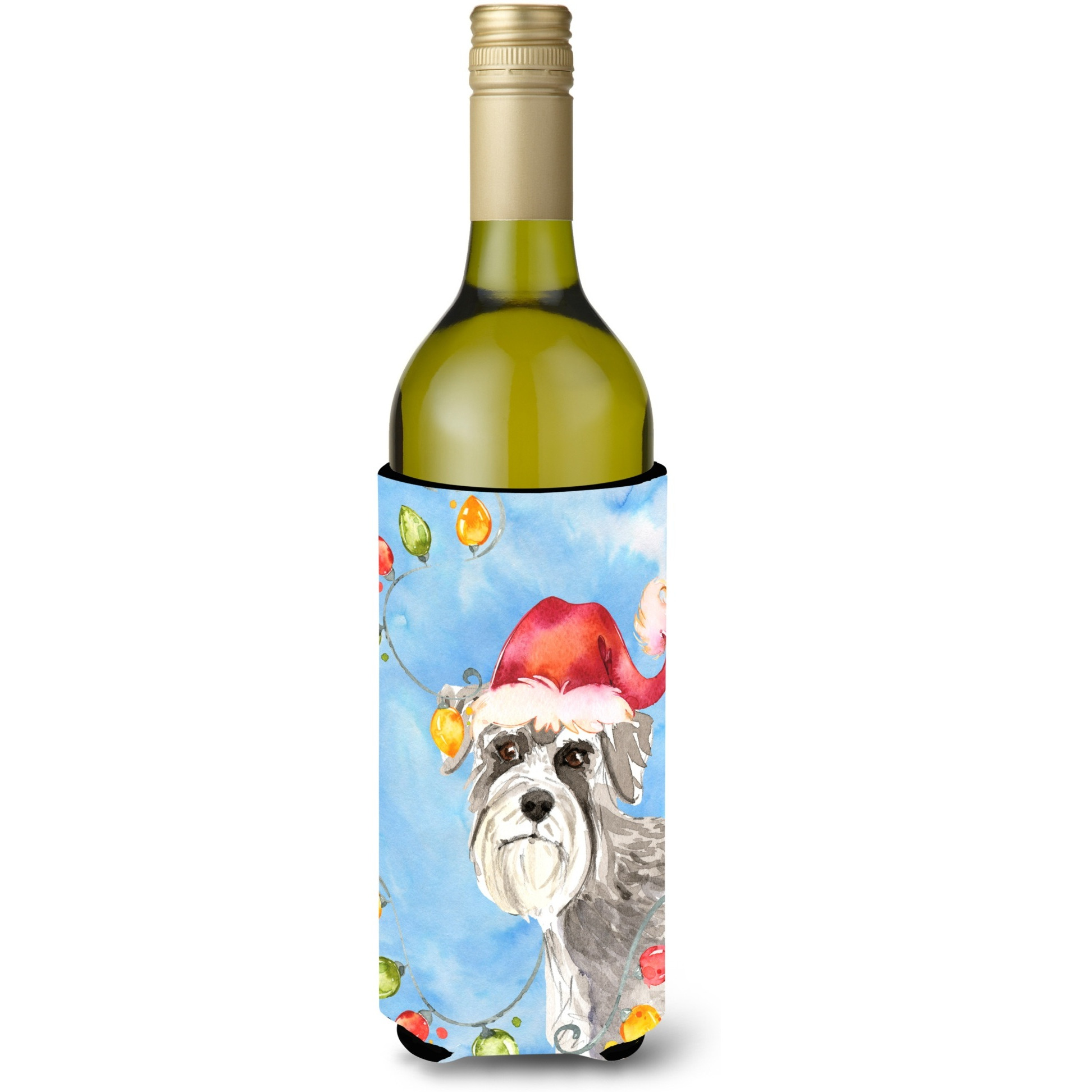 &quotCaroline's Treasures CK2490LITERK Christmas Lights Schnauzer 2 Wine Bottle Hugger cold-beverage-koozies, 750 ml, Multicolor"