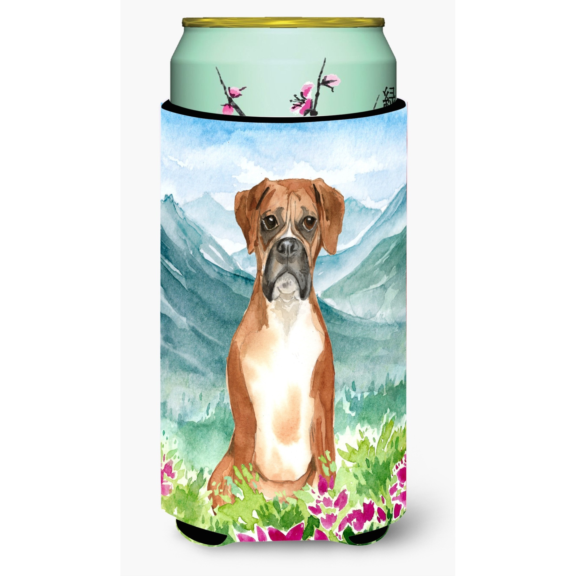 &quotCaroline's Treasures CK2542TBC Mountain Flowers Boxer Tall Boy Hugger cold-beverage-koozies, Multicolor"