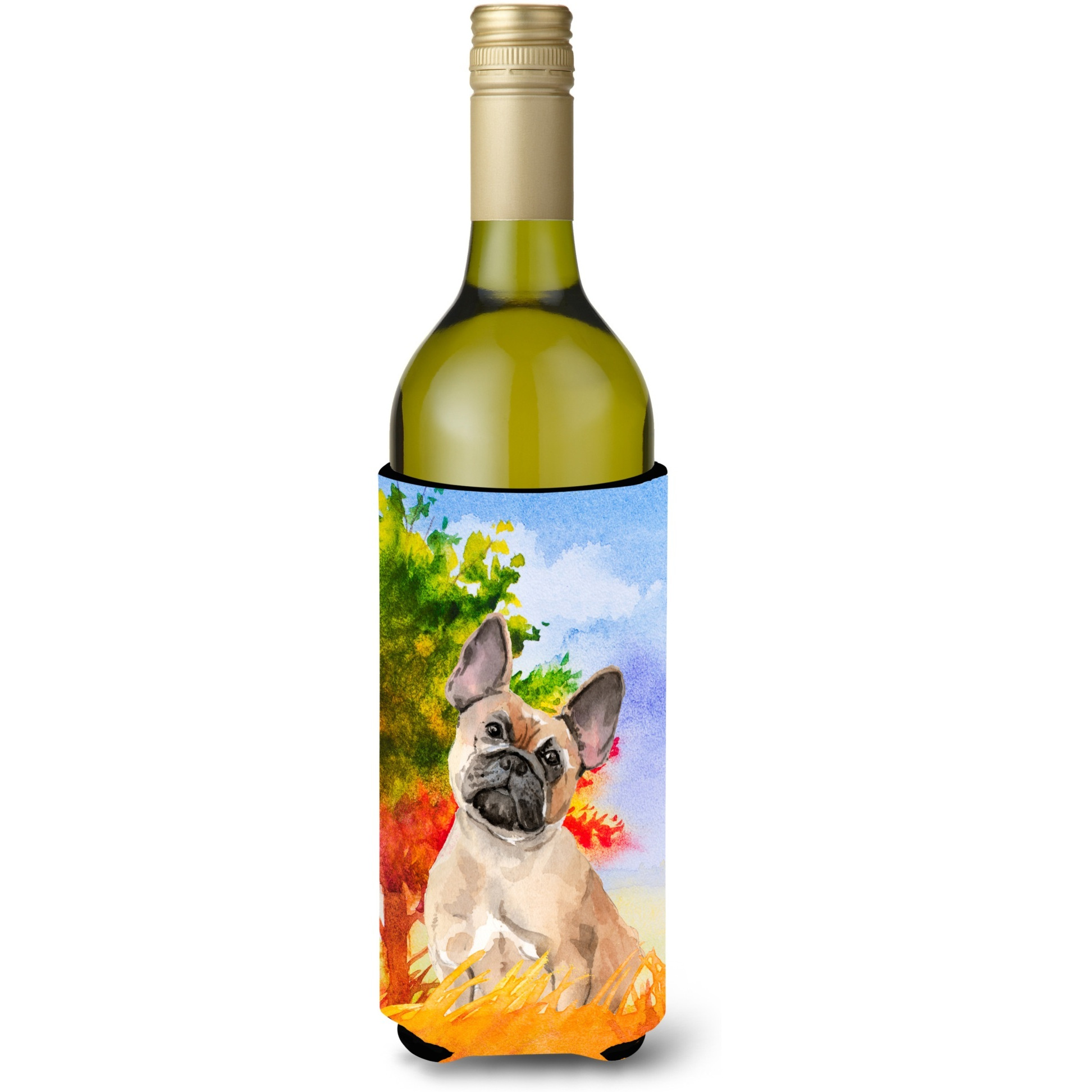 &quotCaroline's Treasures CK1943LITERK Fall Fawn French Bulldog Wine Bottle Hugger cold-beverage-koozies, 750 ml, Multicolor"