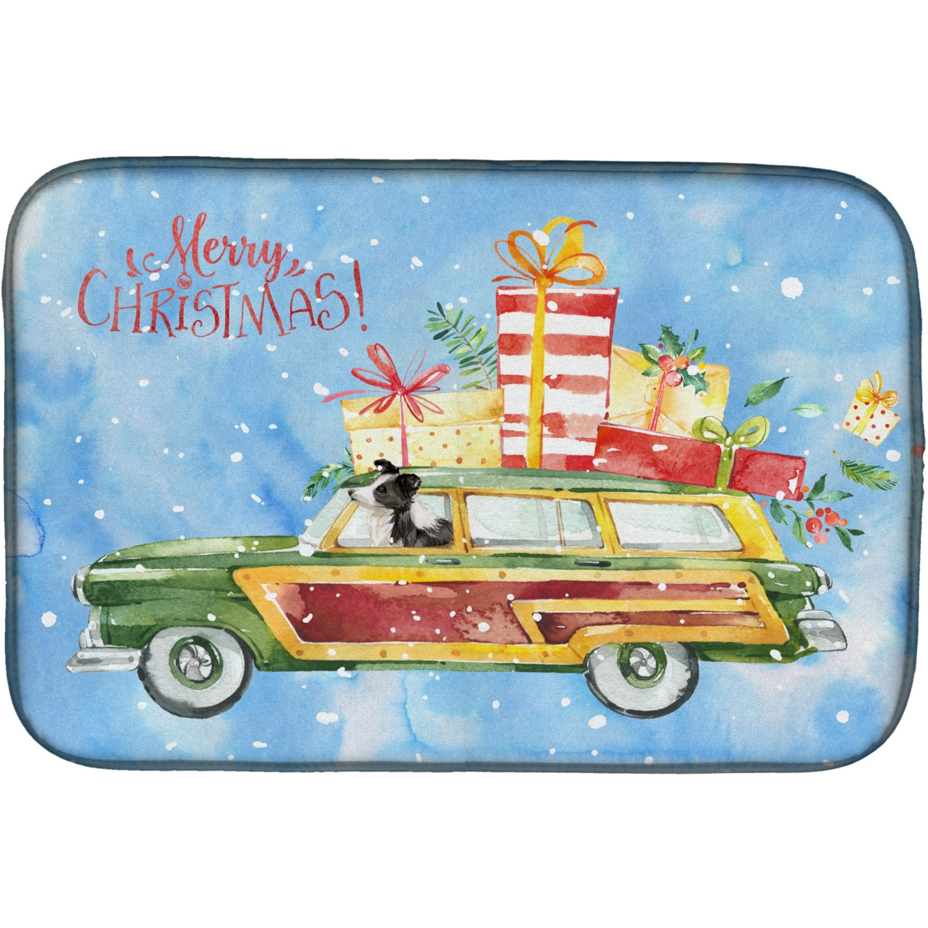 &quotCaroline's Treasures CK2445DDM Merry Christmas Border Collie dish-drying-mats, 14x21, Multicolor"