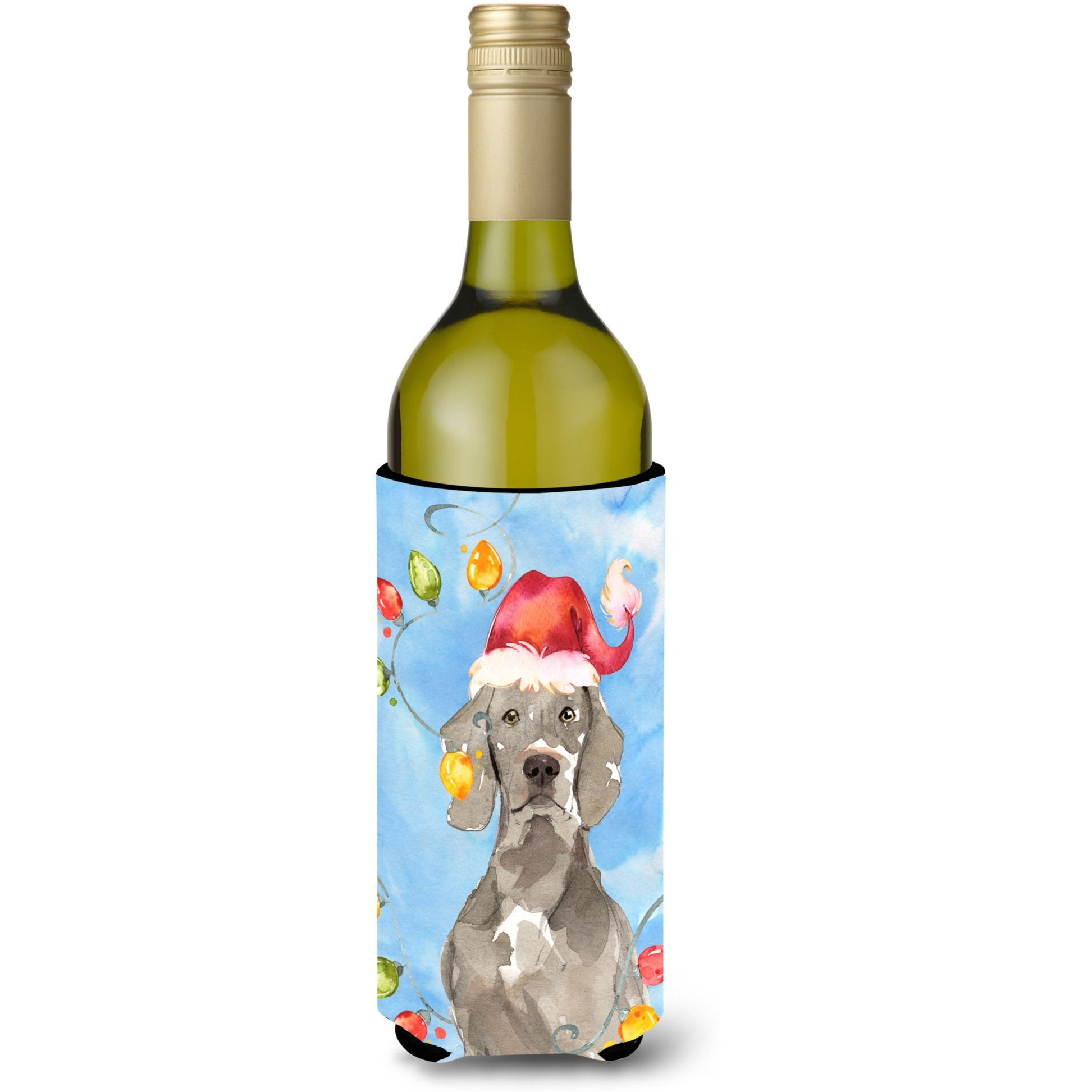 &quotCaroline's Treasures CK2497LITERK Christmas Lights Weimaraner Wine Bottle Hugger cold-beverage-koozies, 750 ml, Multicolor"