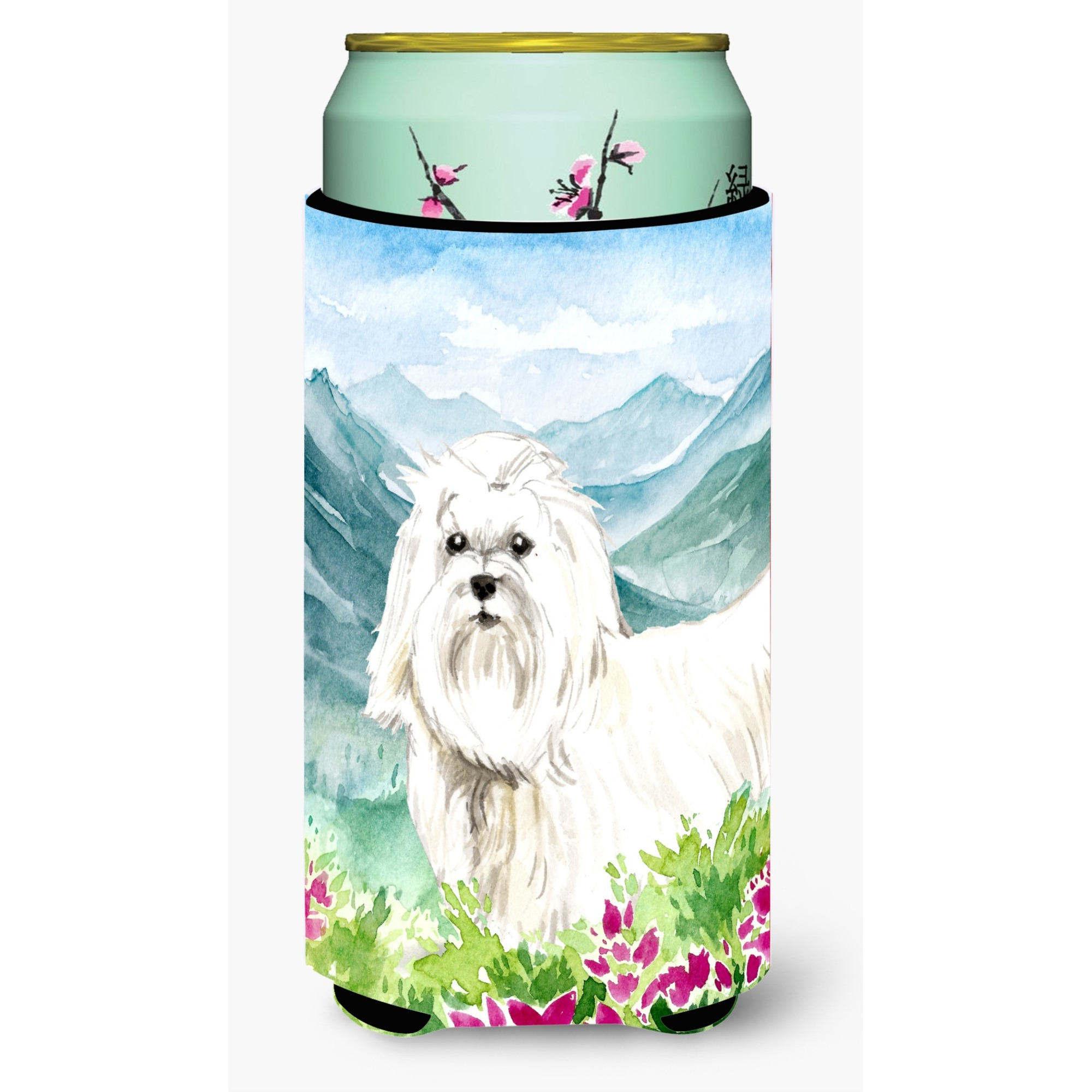 &quotCaroline's Treasures CK2529TBC Mountain Flowers Maltese Tall Boy Hugger cold-beverage-koozies, Multicolor"