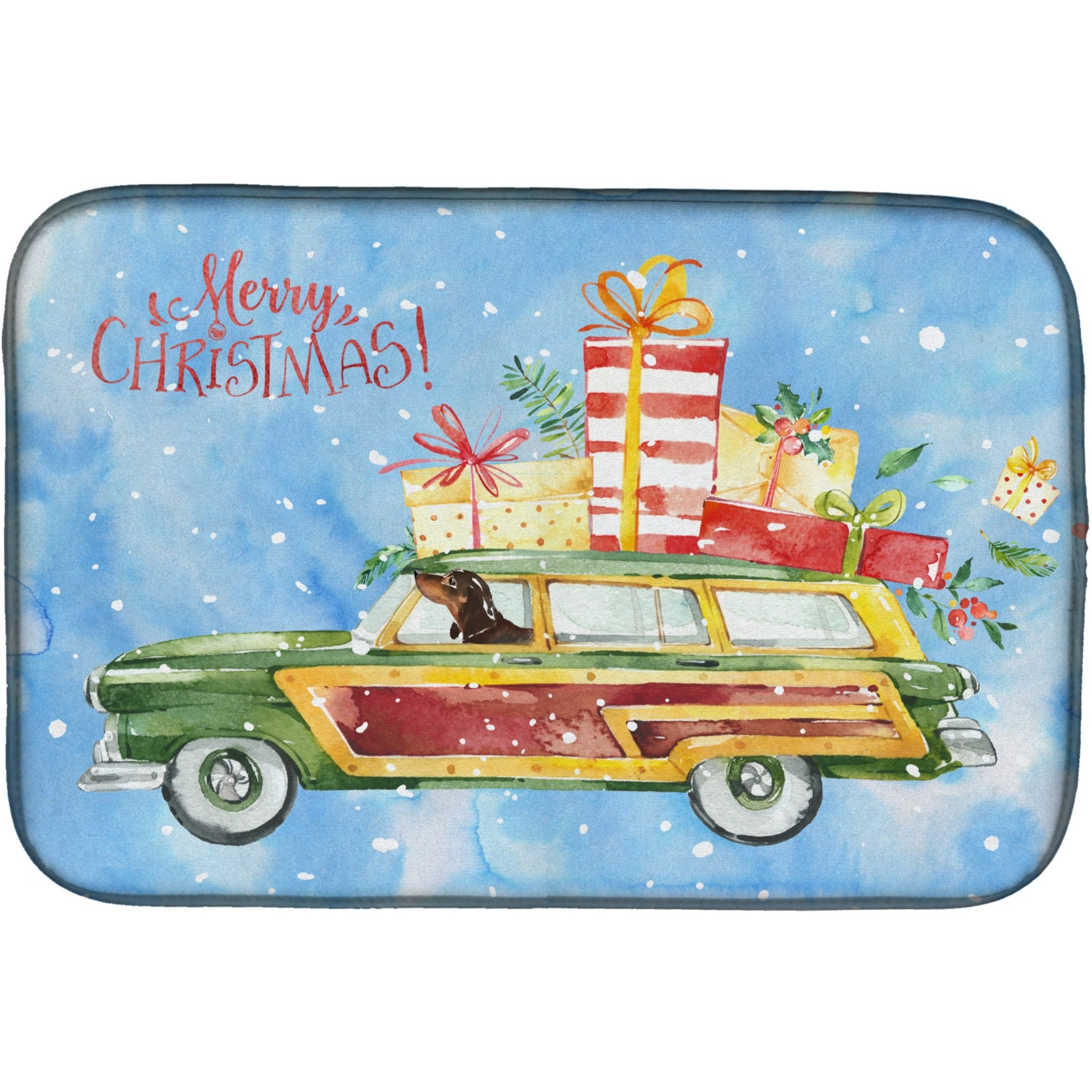 &quotCaroline's Treasures CK2443DDM Merry Christmas Dachshund dish-drying-mats, 14x21, Multicolor"