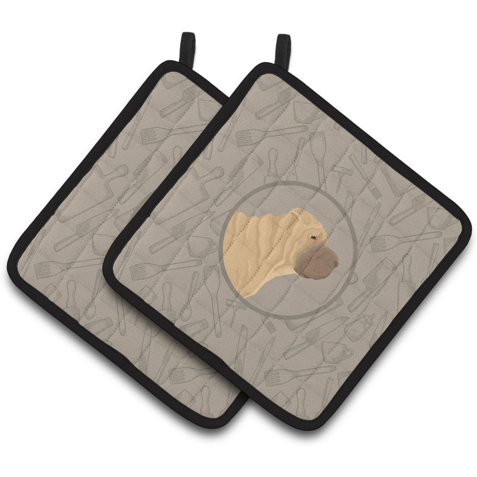 &quotCaroline's Treasures CK2209PTHD Shar Pei in The Kitchen Pair of Pot Holders potholders, Multicolor"