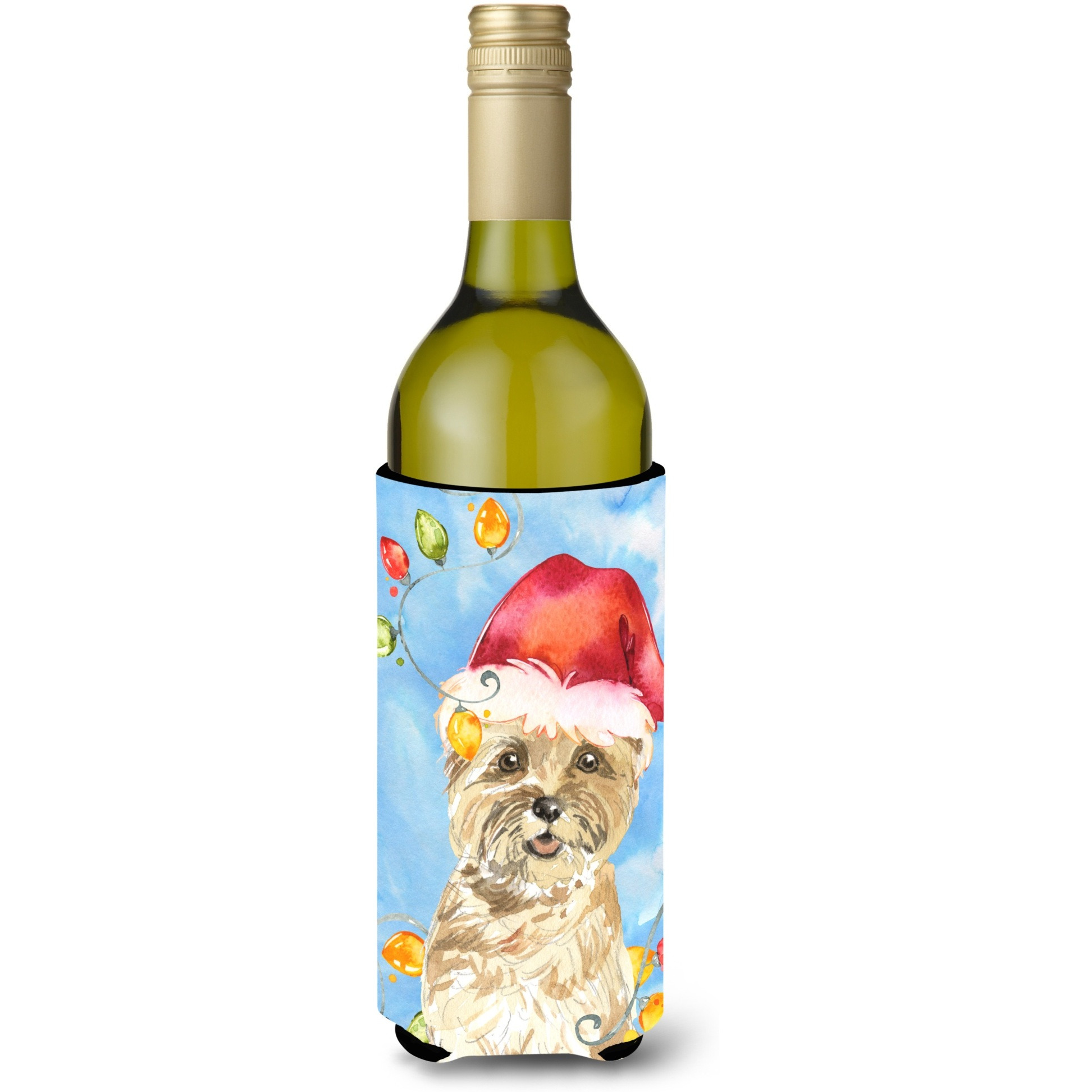 &quotCaroline's Treasures CK2474LITERK Christmas Lights Cairn Terrier Wine Bottle Hugger cold-beverage-koozies, 750 ml, Multicolor"