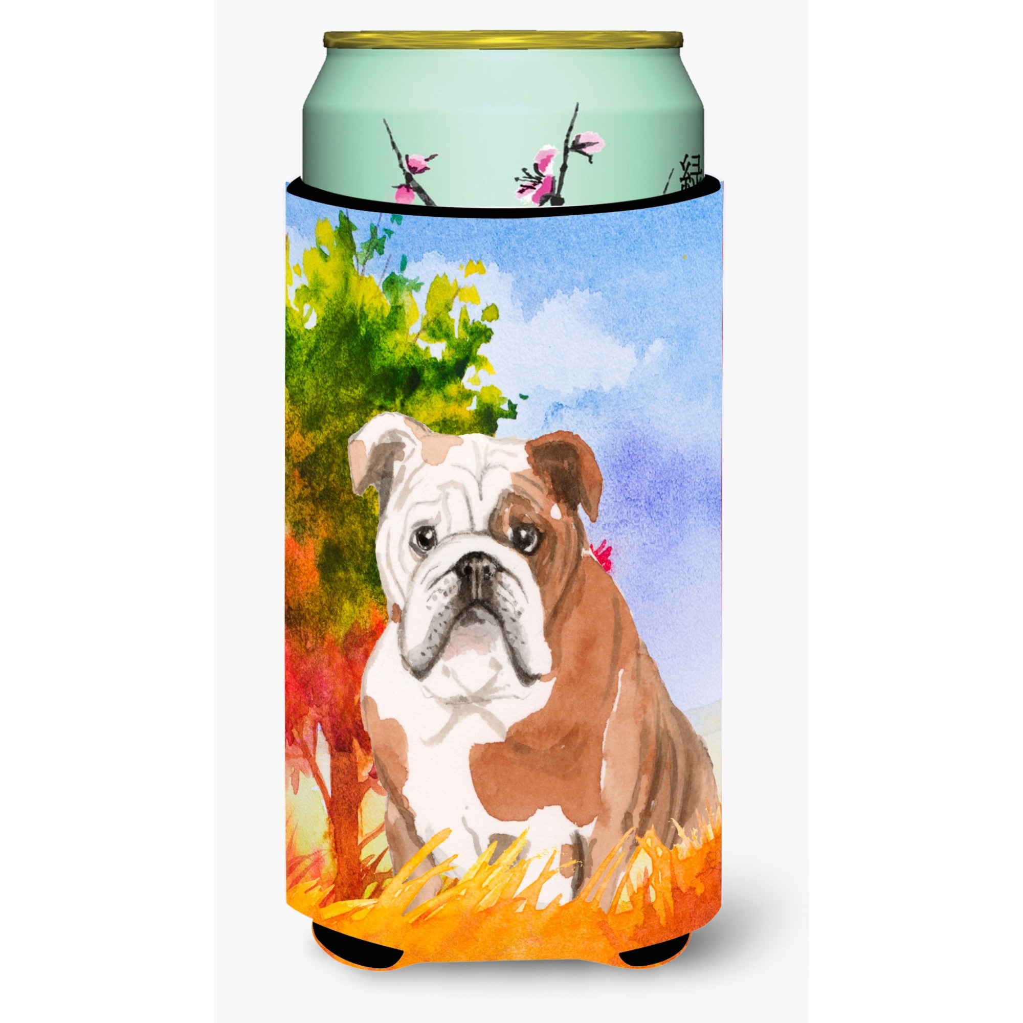 Carolines Treasures CK1944TBC Fall English Bulldog Tall Boy Hugger cold-beverage-koozies, Multicolor