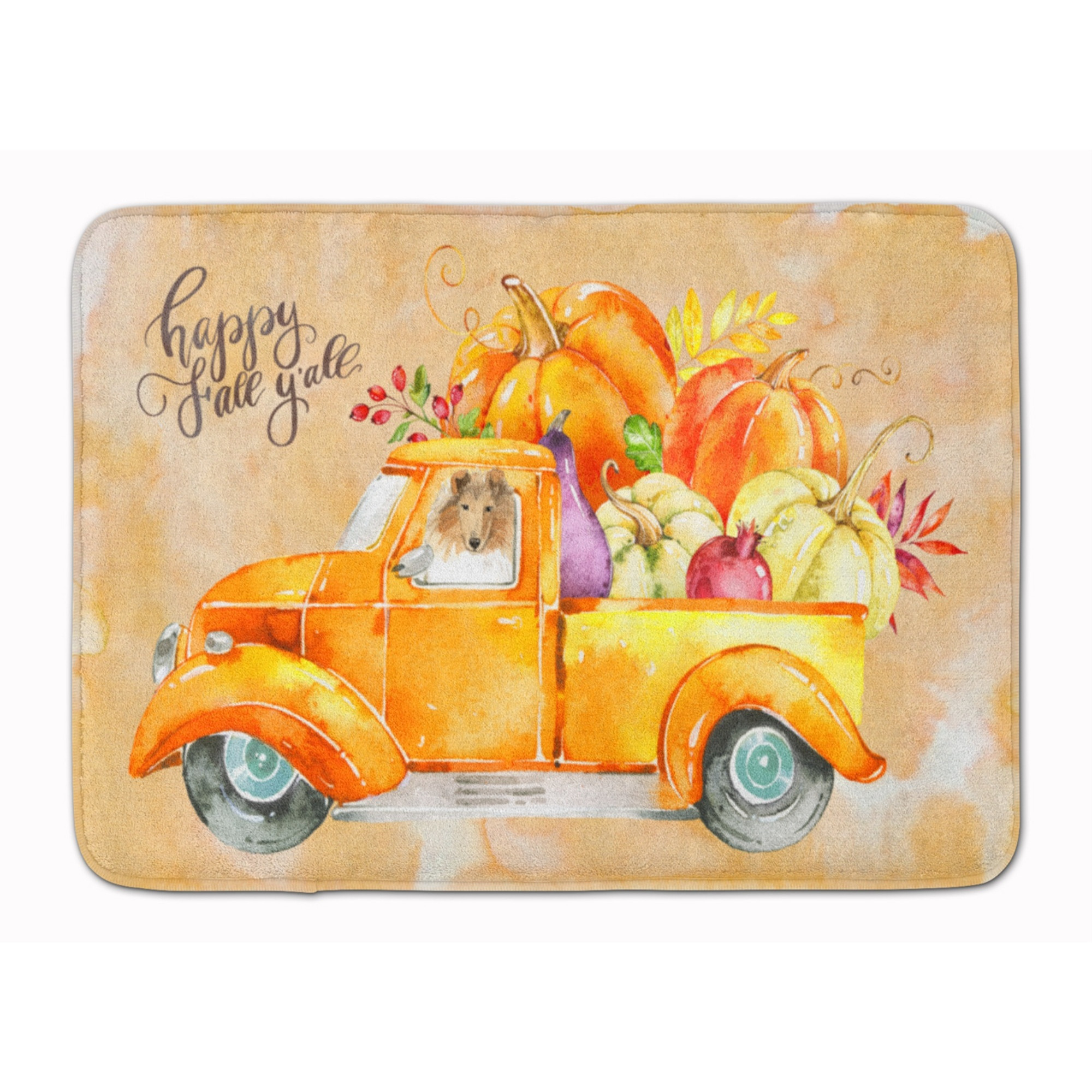 &quotCaroline's Treasures Fall Harvest Collie Machine Washable Memory Foam Mat doormats, Multicolor"