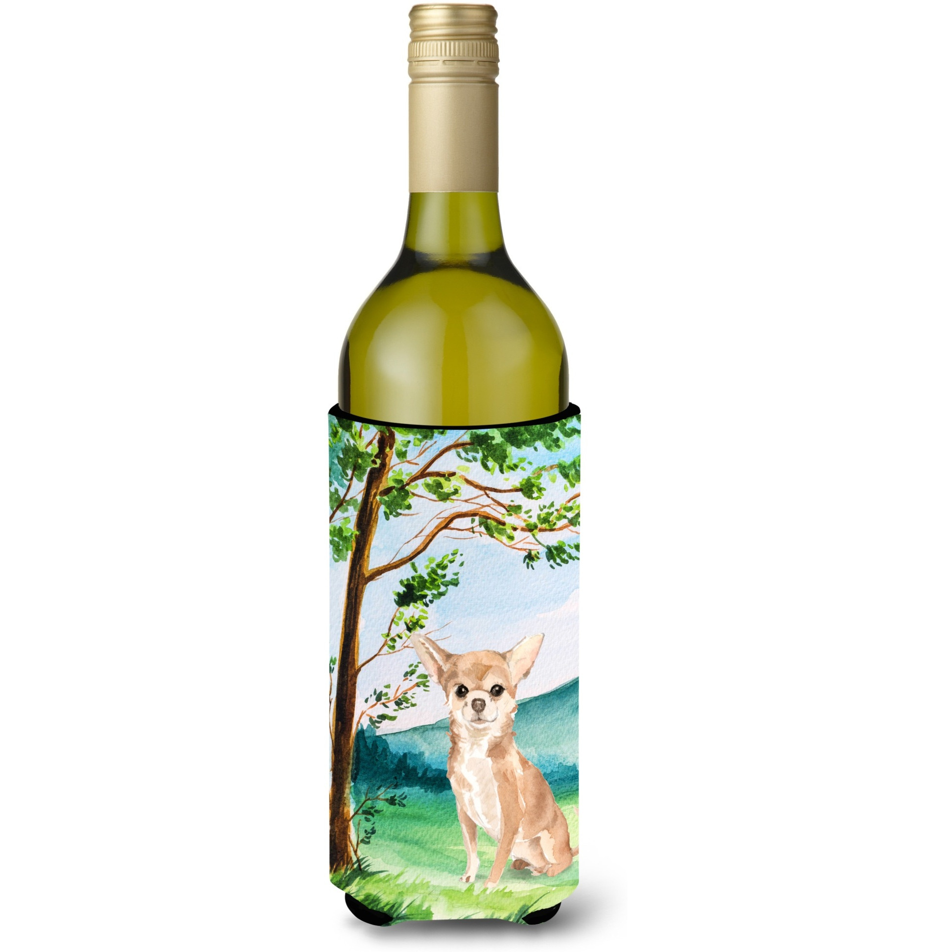 &quotCaroline's Treasures CK2018LITERK Under The Tree Chihuahua Wine Bottle Hugger cold-beverage-koozies, 750 ml, Multicolor"