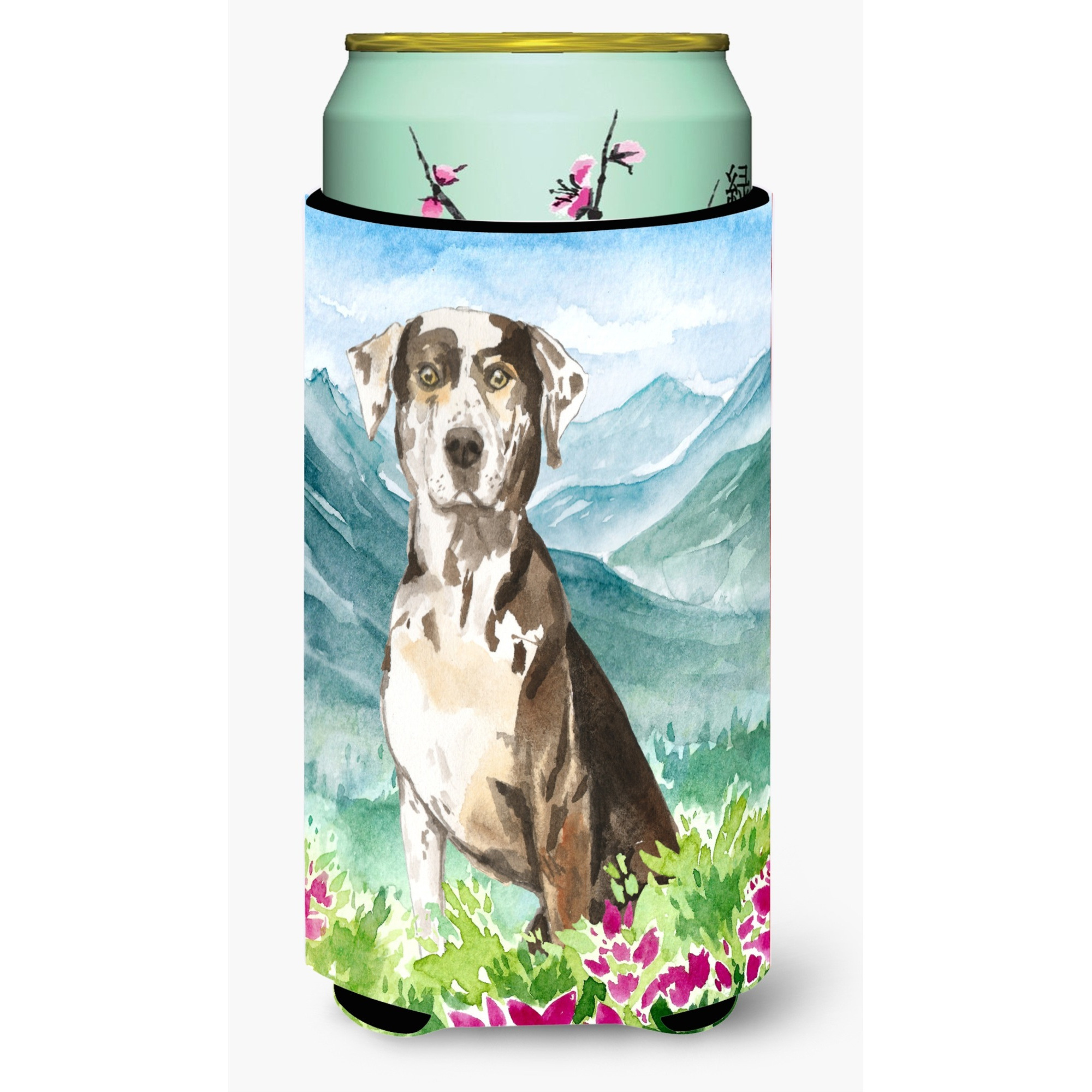 &quotCaroline's Treasures CK2540TBC Mountain Flowers Catahoula Leopard Dog Tall Boy Hugger cold-beverage-koozies, Multicolor"