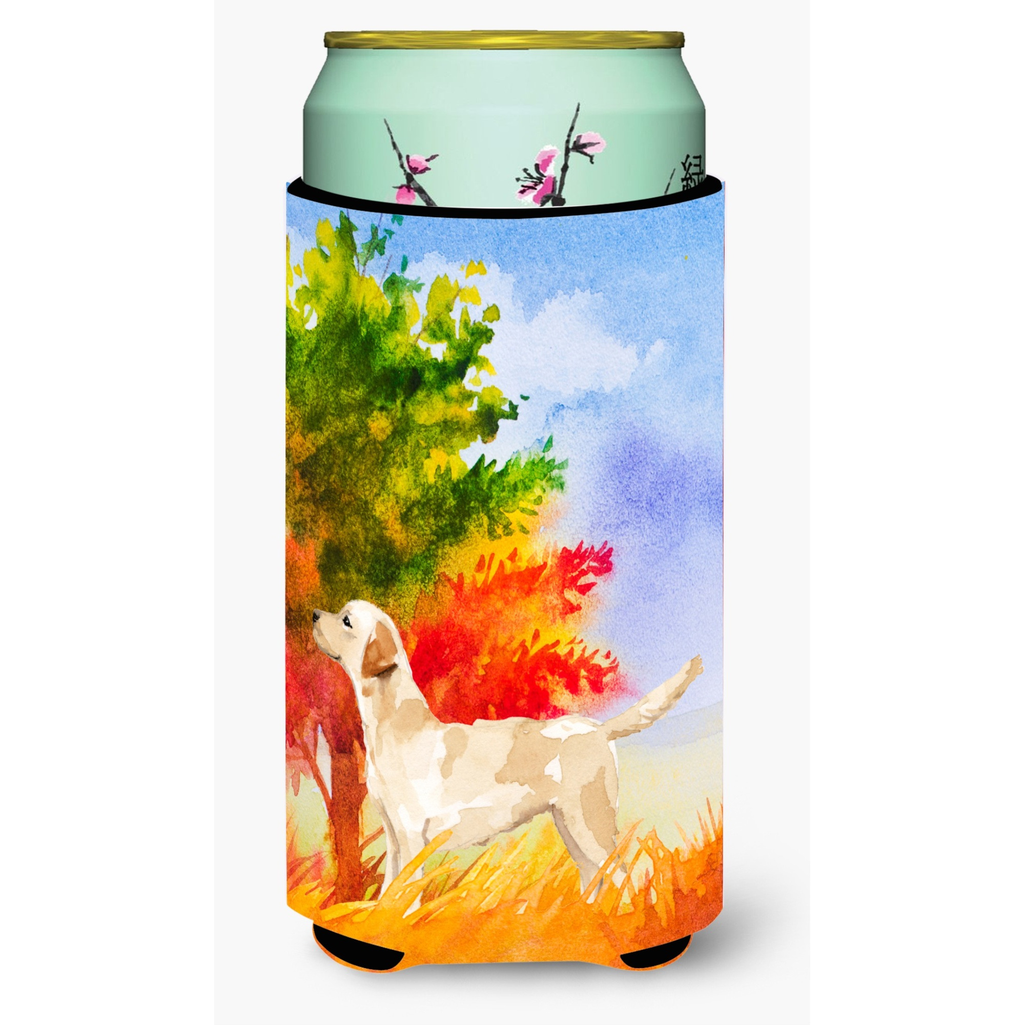 &quotCaroline's Treasures CK1938TBC Fall Yellow Labrador Retriever Tall Boy Hugger cold-beverage-koozies, Multicolor"