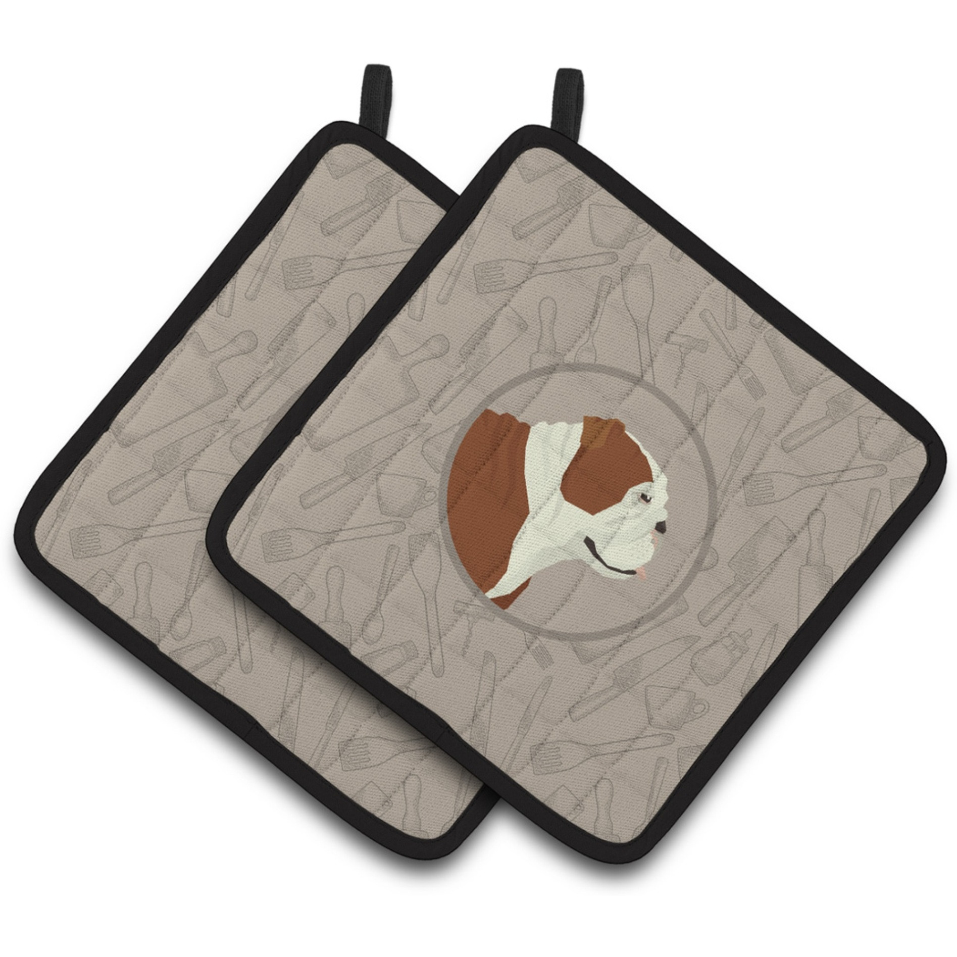 &quotCaroline's Treasures CK2183PTHD English Bulldog in The Kitchen Pair of Pot Holders potholders, Multicolor"