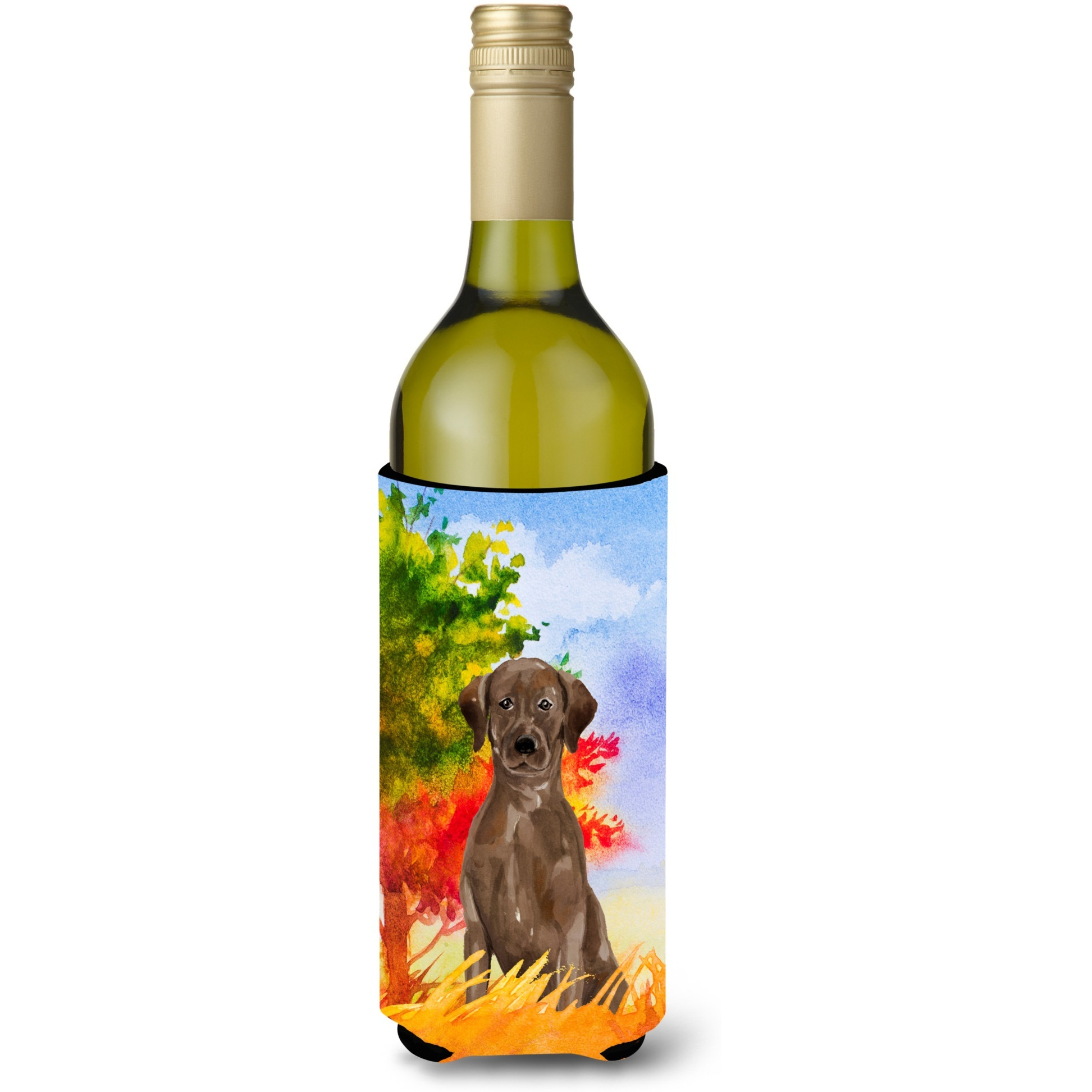 &quotCaroline's Treasures Fall Chocolate Labrador Retriever Wine Bottle Hugger cold-beverage-koozies, 750 ml, Multicolor"