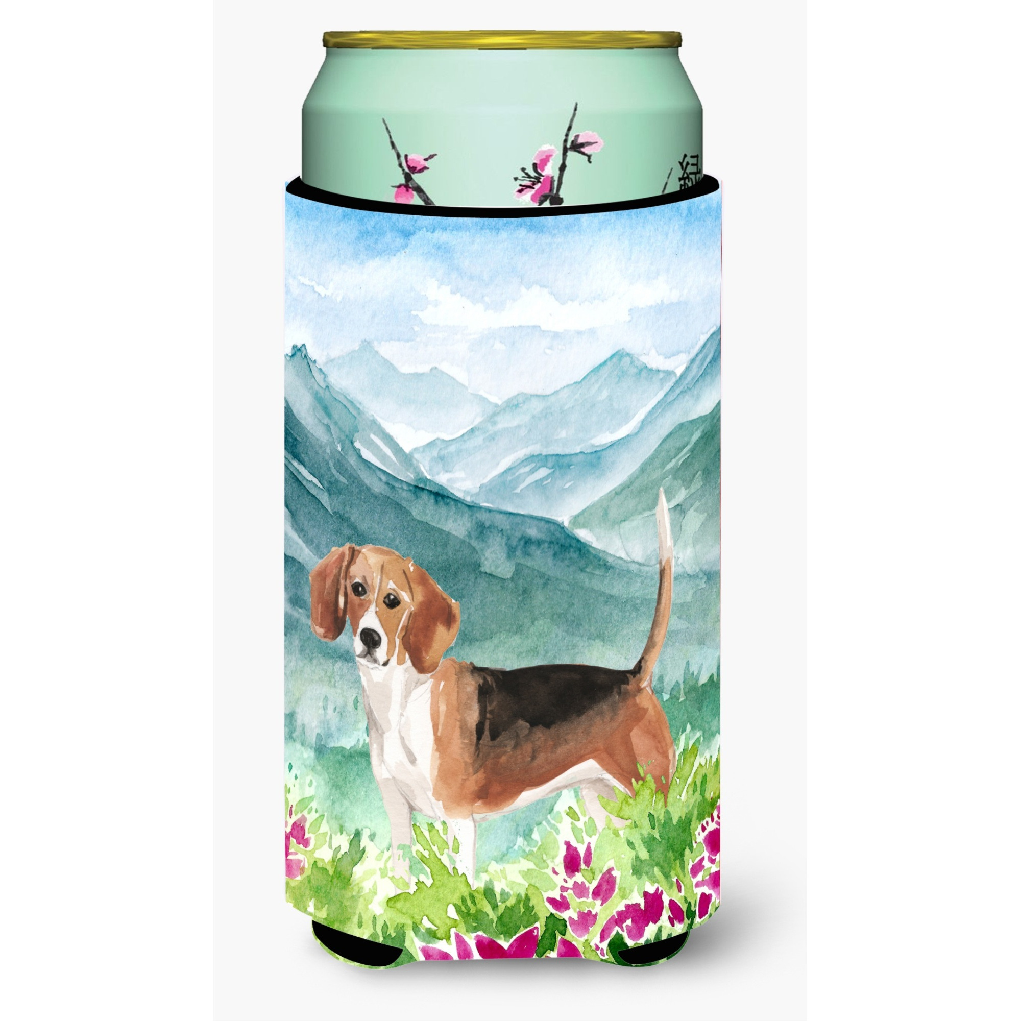 &quotCaroline's Treasures CK1994TBC Mountian Flowers Beagle Tall Boy Hugger cold-beverage-koozies, Multicolor"