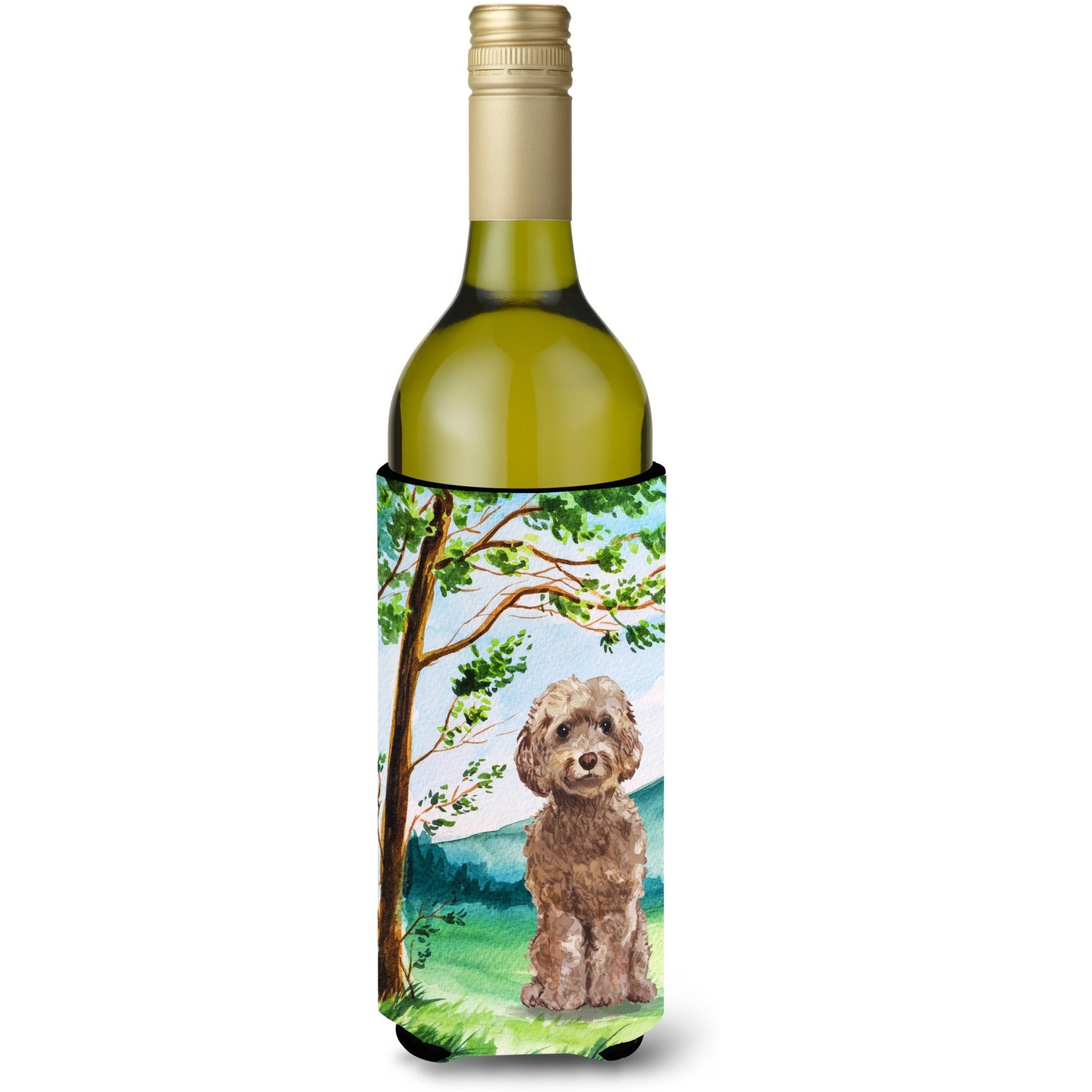 &quotCaroline's Treasures CK2023LITERK Under The Tree Labradoodle Wine Bottle Hugger cold-beverage-koozies, 750 ml, Multicolor"