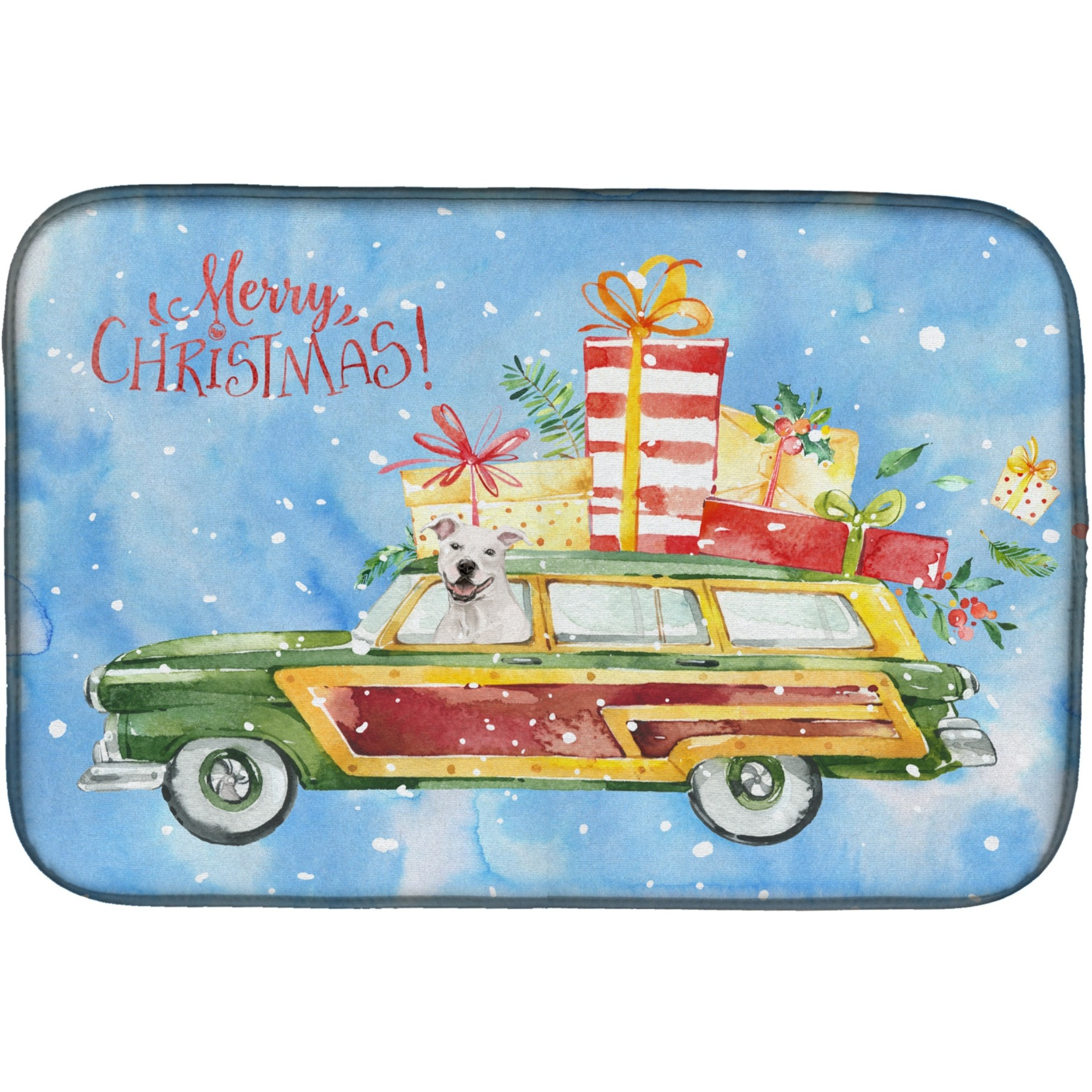 &quotCaroline's Treasures CK2433DDM Christmas Staffordshire Bull Terrier dish-drying-mats, 14x21, Multicolor"