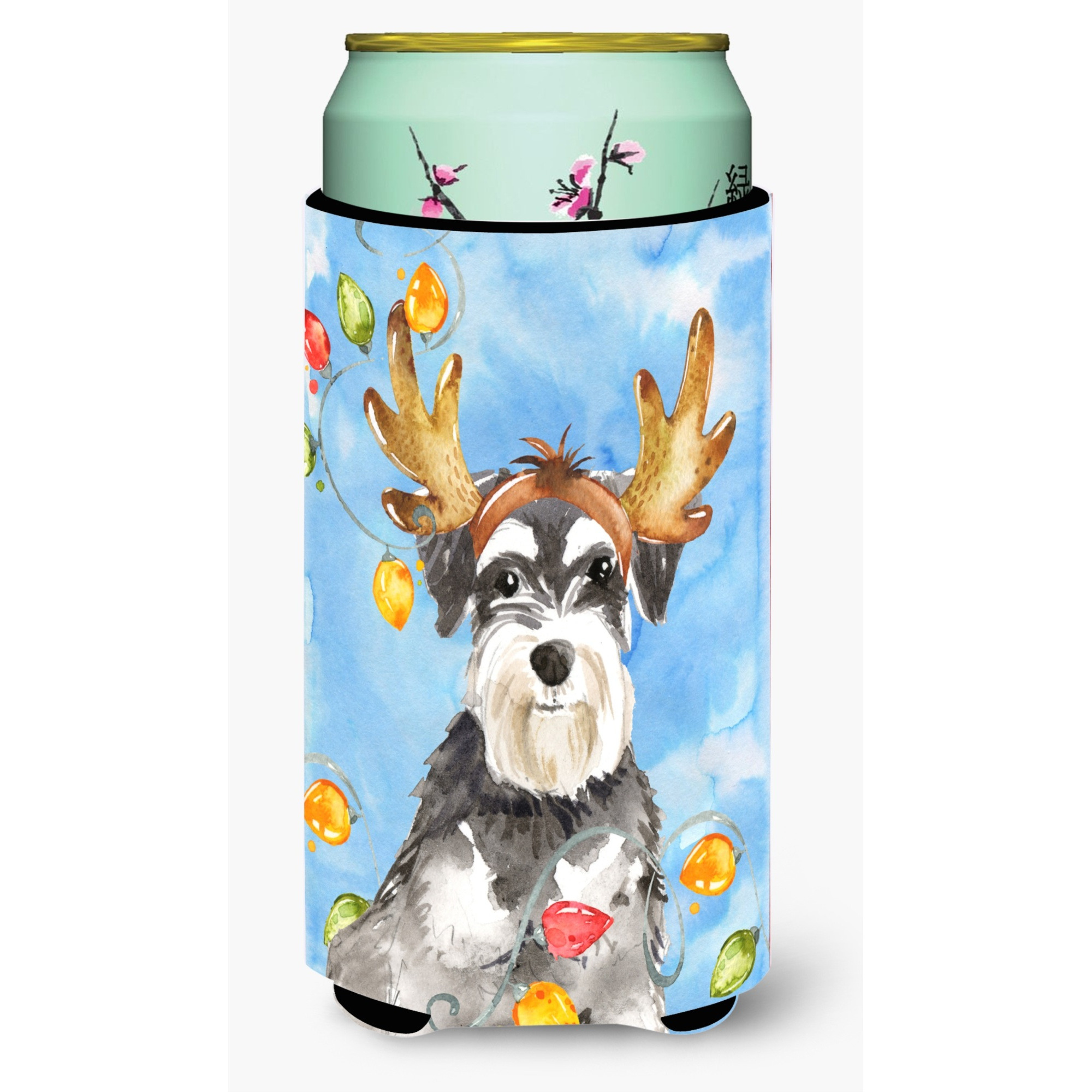 &quotCaroline's Treasures CK2485TBC Christmas Lights Schnauzer Tall Boy Hugger cold-beverage-koozies, Multicolor"