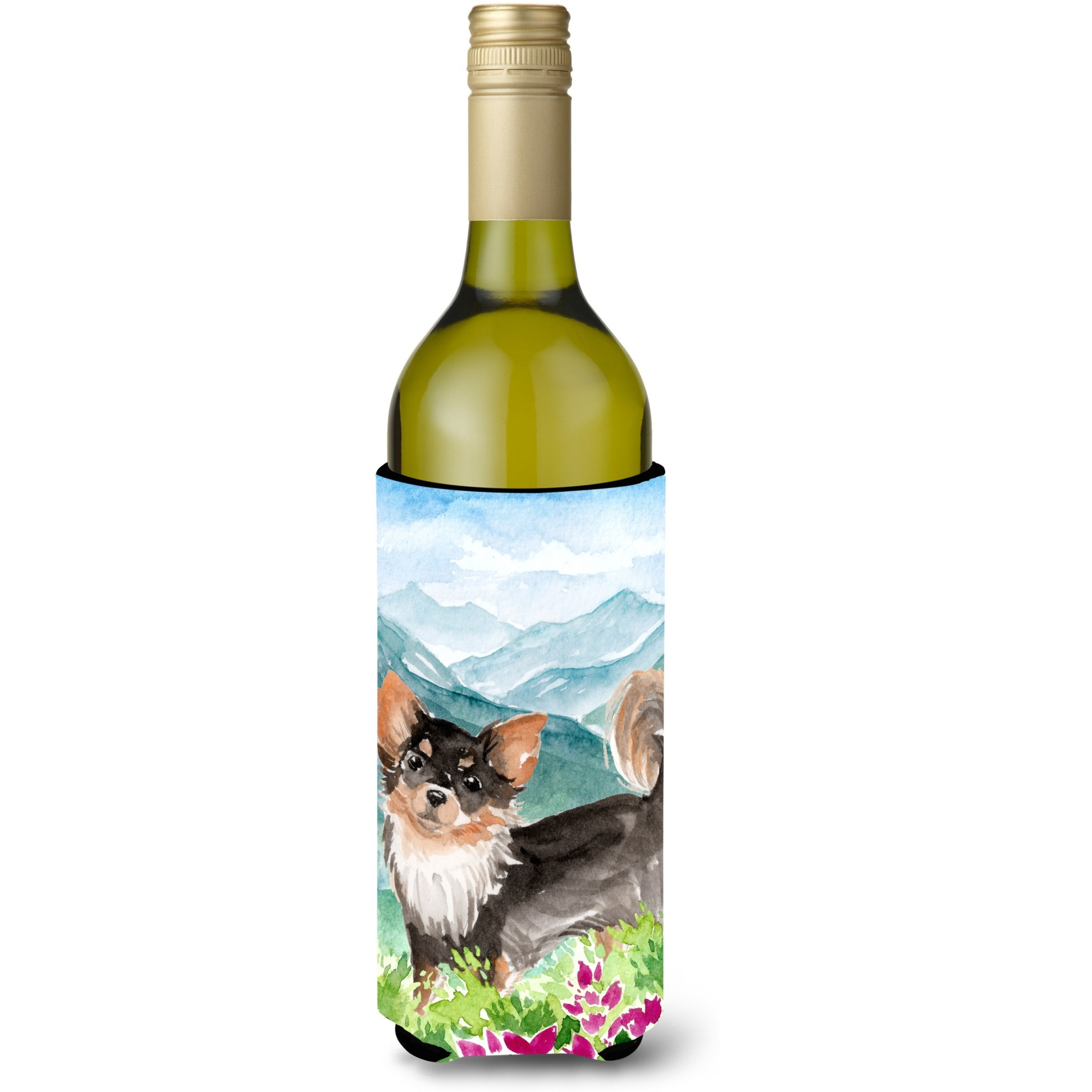 &quotCaroline's Treasures CK1972LITERK Mountian Flowers Chihuahua Wine Bottle Hugger cold-beverage-koozies, 750 ml, Multicolor"