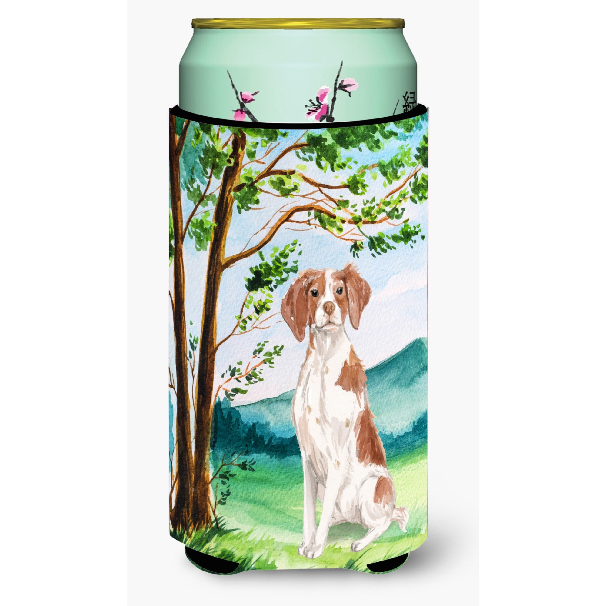 &quotCaroline's Treasures CK2024TBC Under the Tree Brittany Spaniel Tall Boy Hugger cold-beverage-koozies, Multicolor"