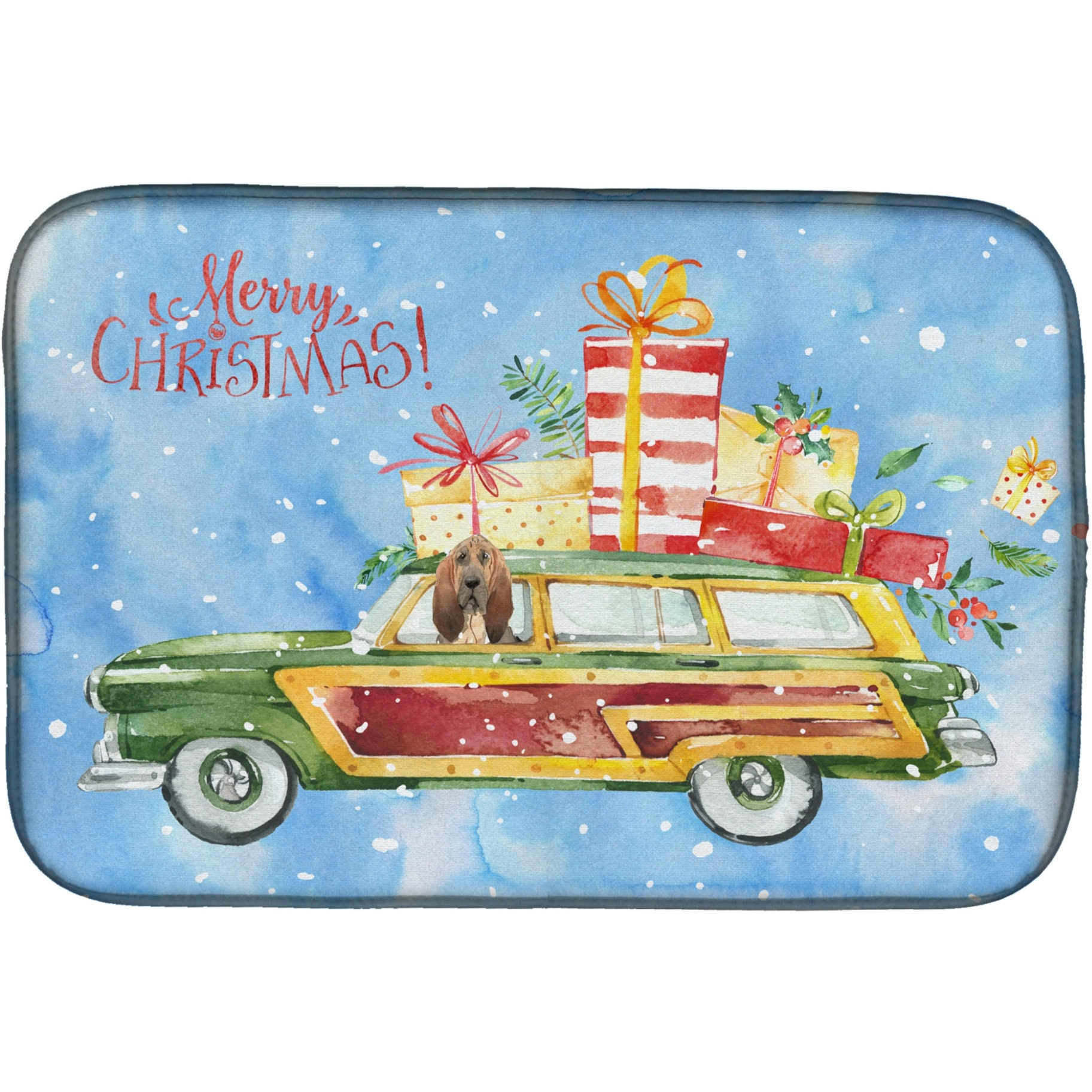 &quotCaroline's Treasures CK2396DDM Merry Christmas Bloodhound dish-drying-mats, 14x21, Multicolor"